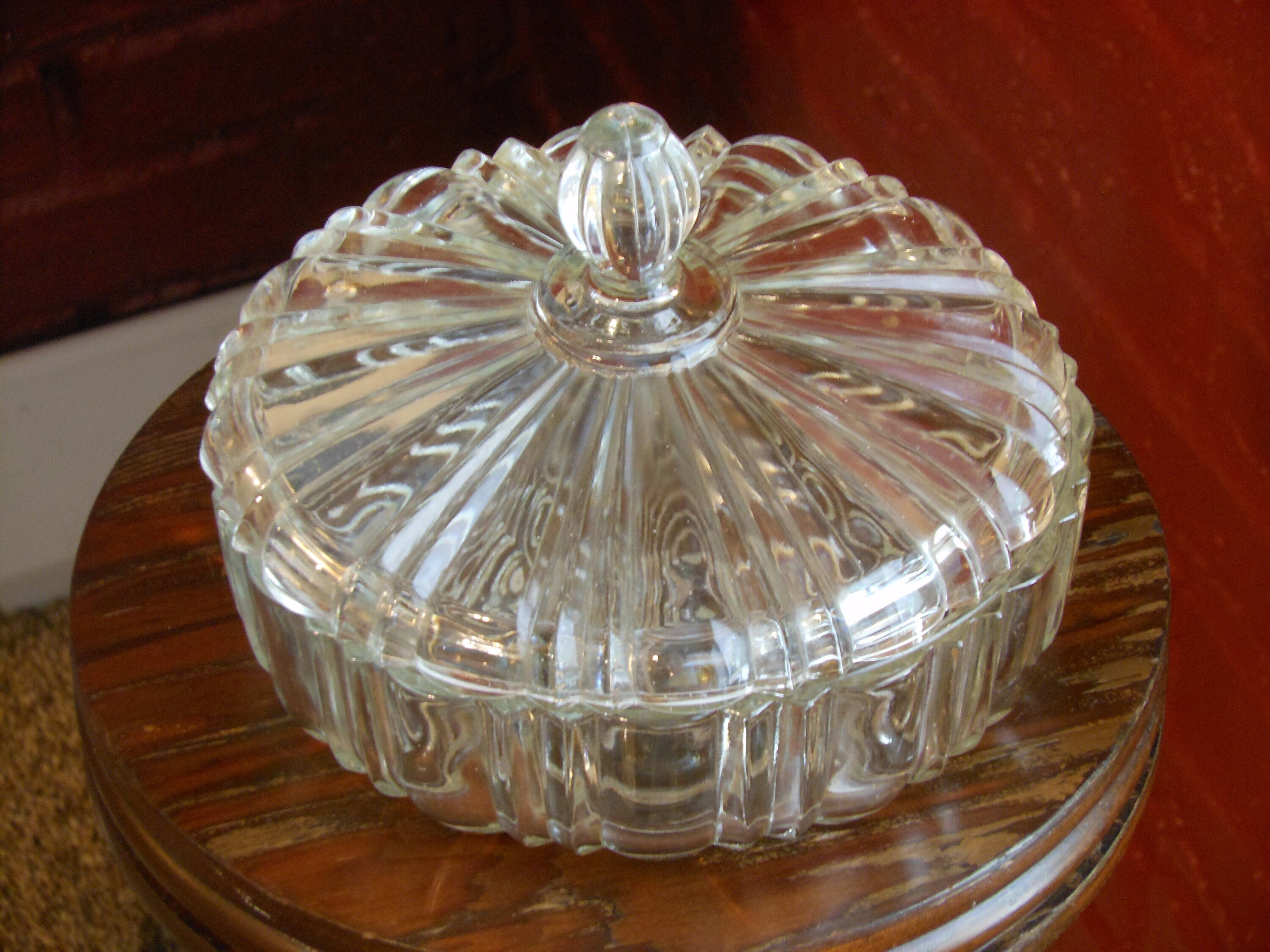 Large Decorative Glass Candy Dish with Lid