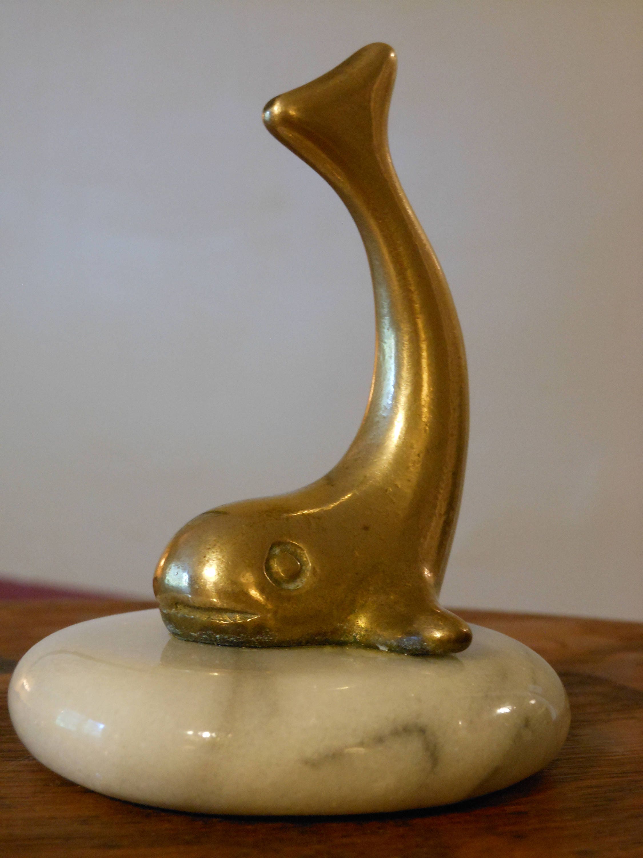 Brass Dolphin & Marble Ring Holder