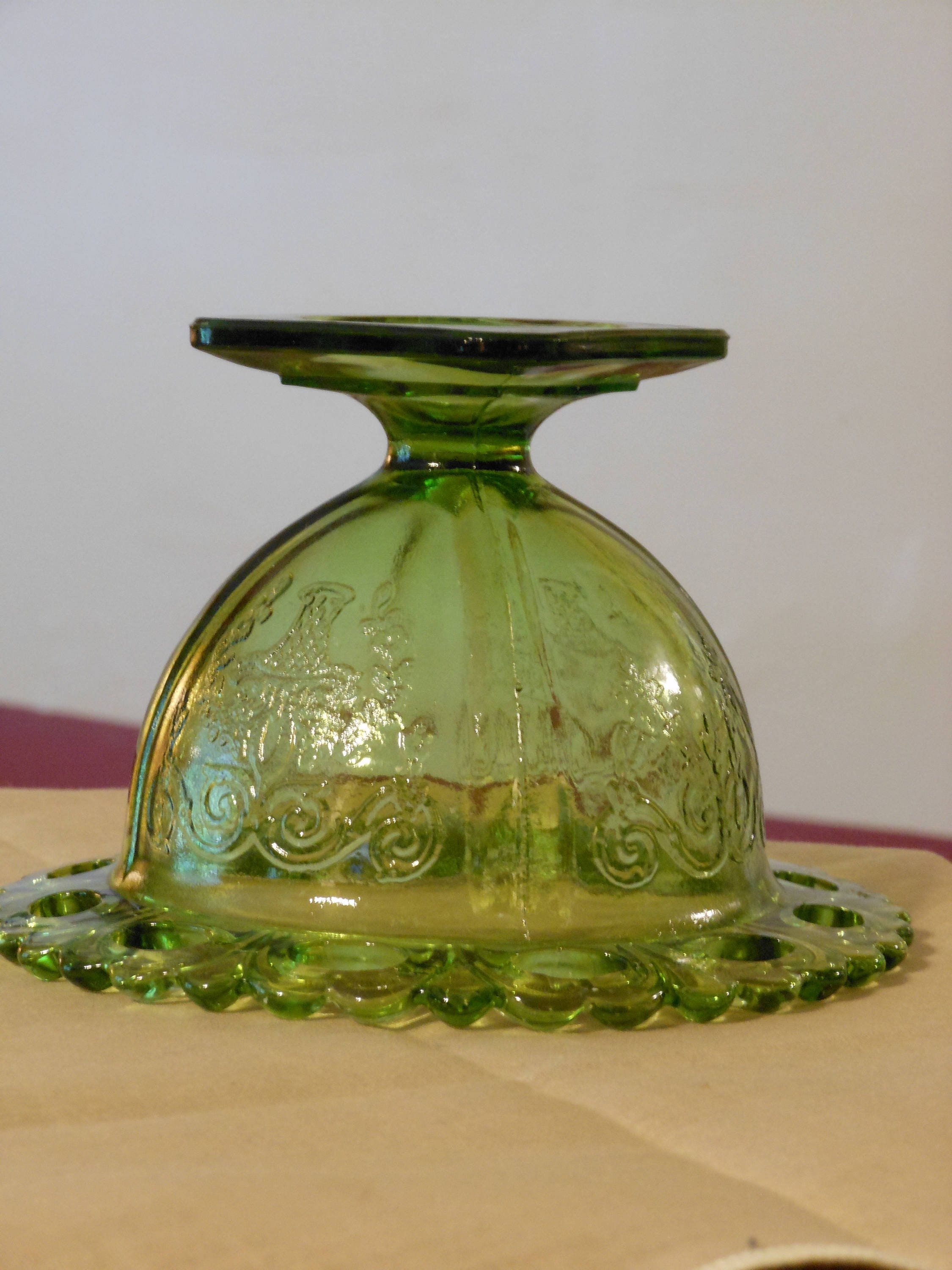 Depression Glass Green Open Lace Sherbet Cup