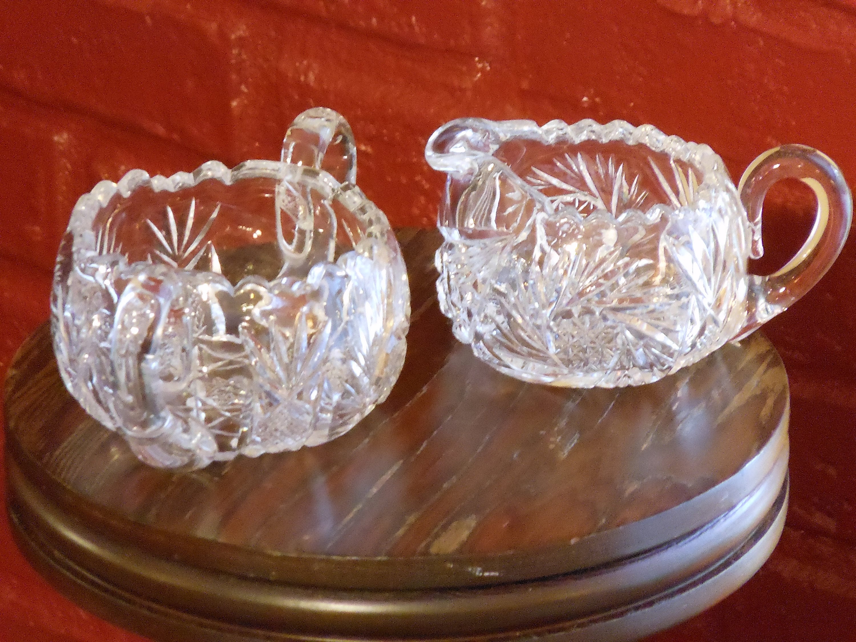 Cut Lead Crystal Vintage Sugar Bowl & Creamer