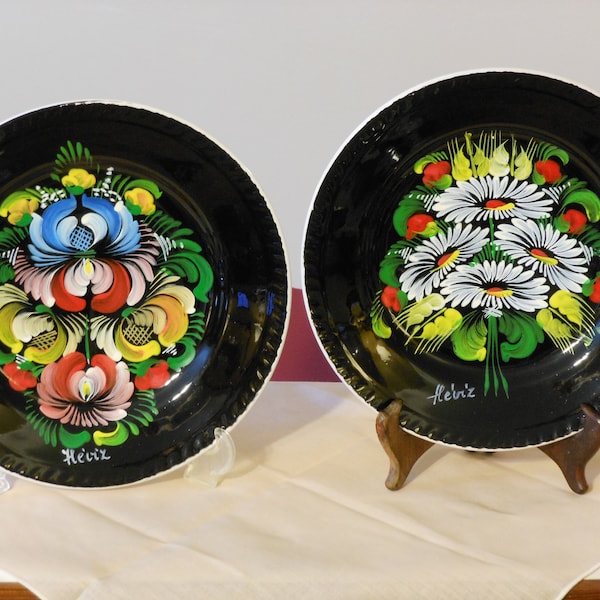Two Rare Hand Painted Parshuram India Signed Floral Plates