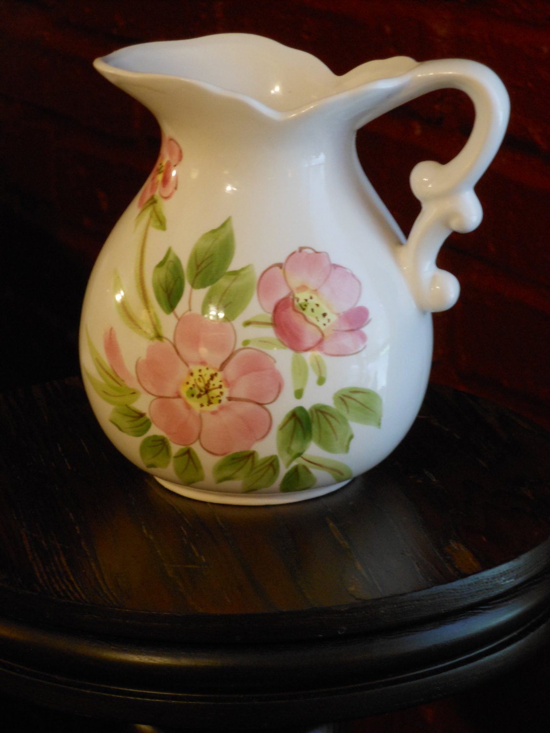 Vintage Pitcher Vase with Floral Design