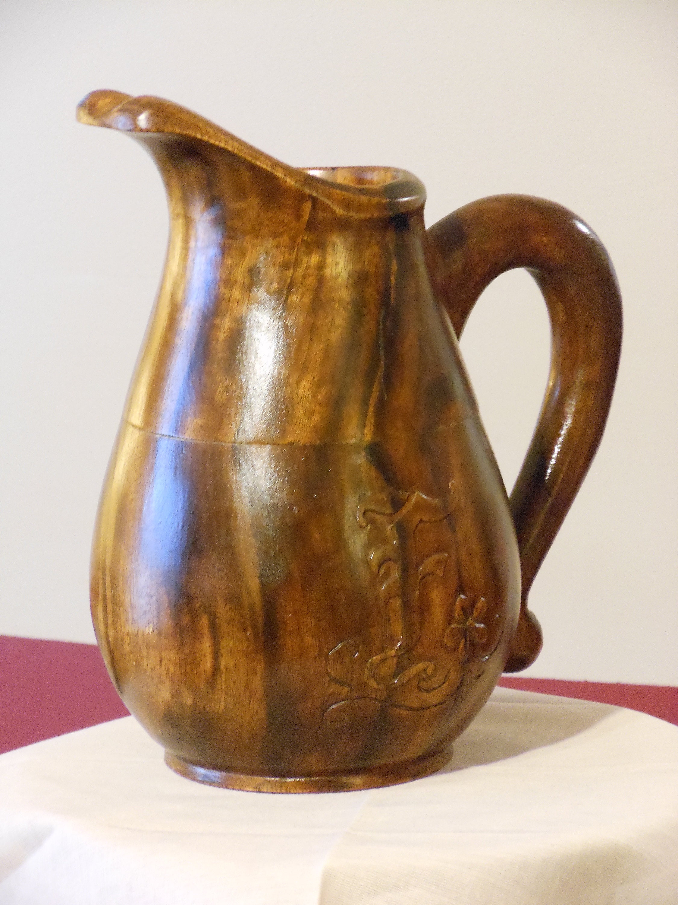 Large Wooden Pitcher Vase