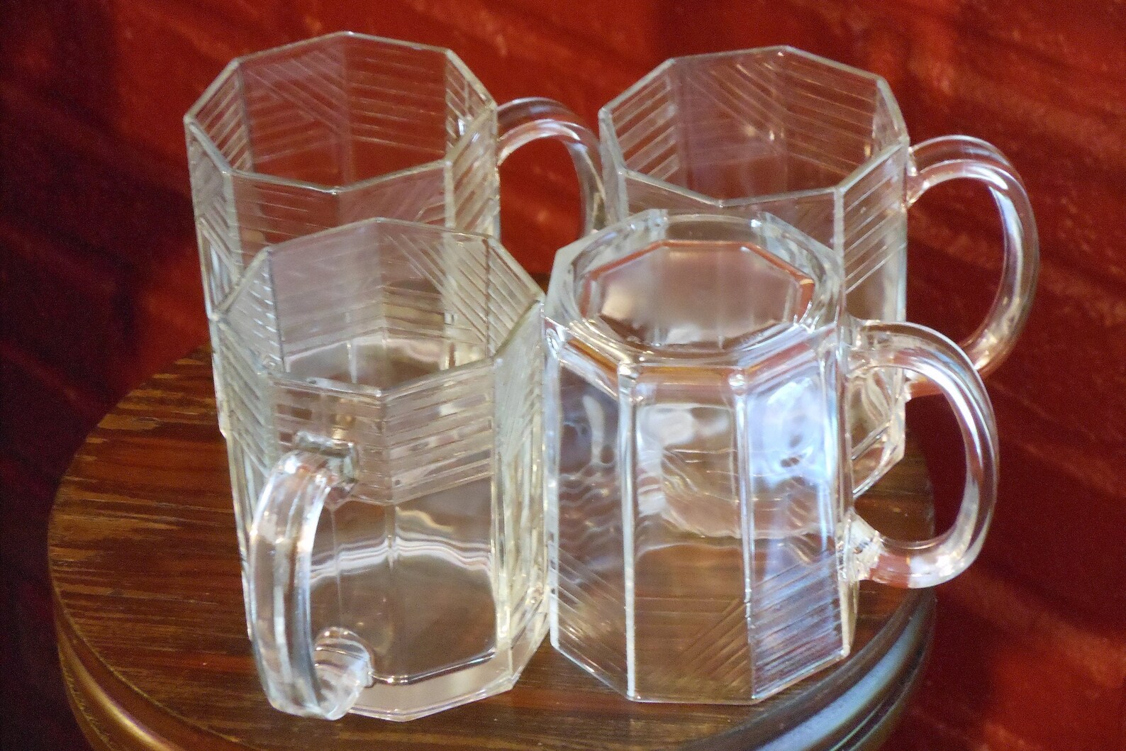 Arcoroc USA Octime Set of Four Clear Etched Glass Mugs Etsy