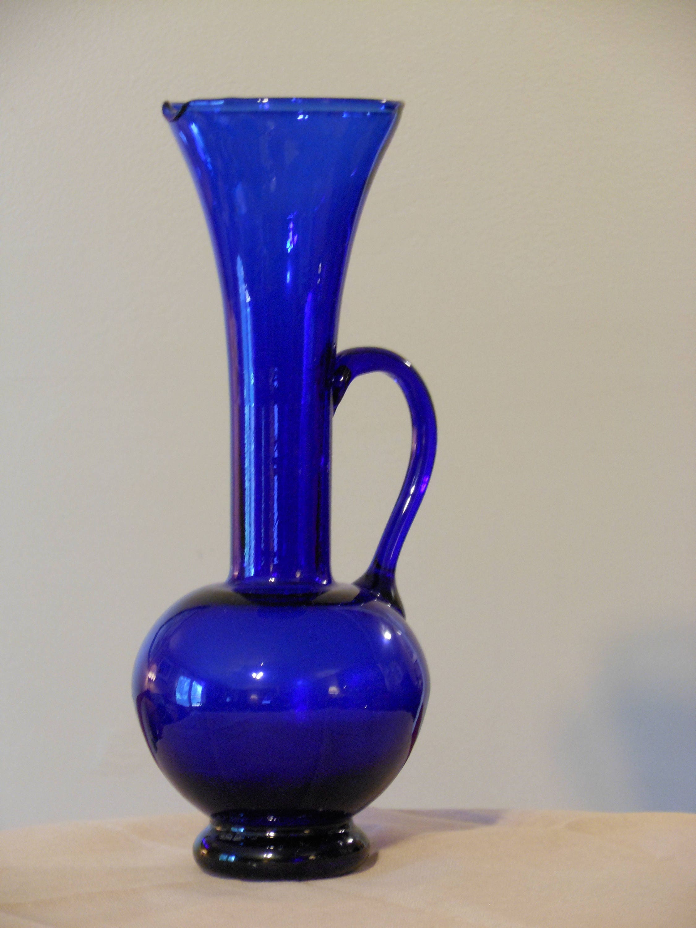 Cobalt Blue Slender Pitcher Vase