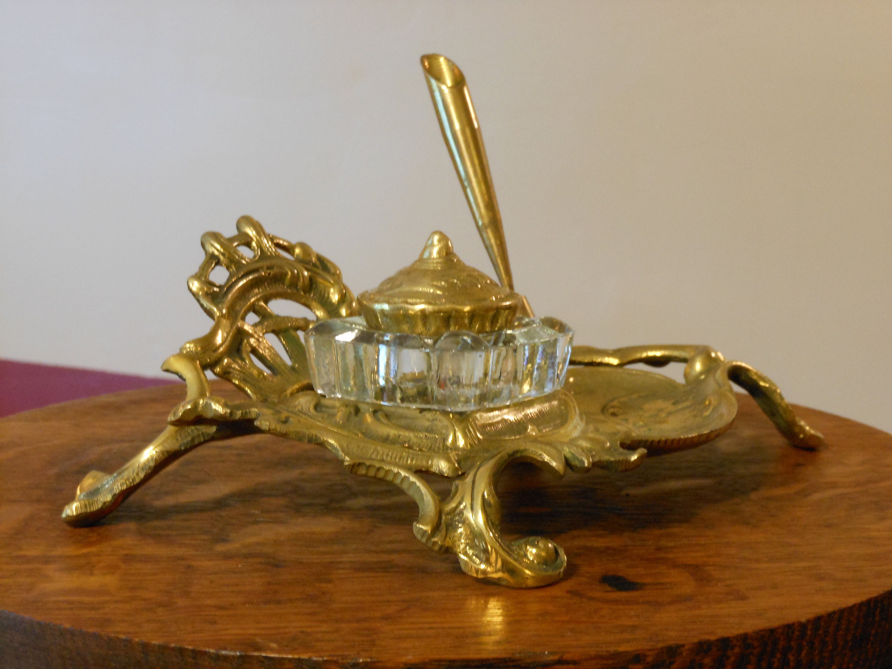 Art Nouveau Style Brass Ink Well