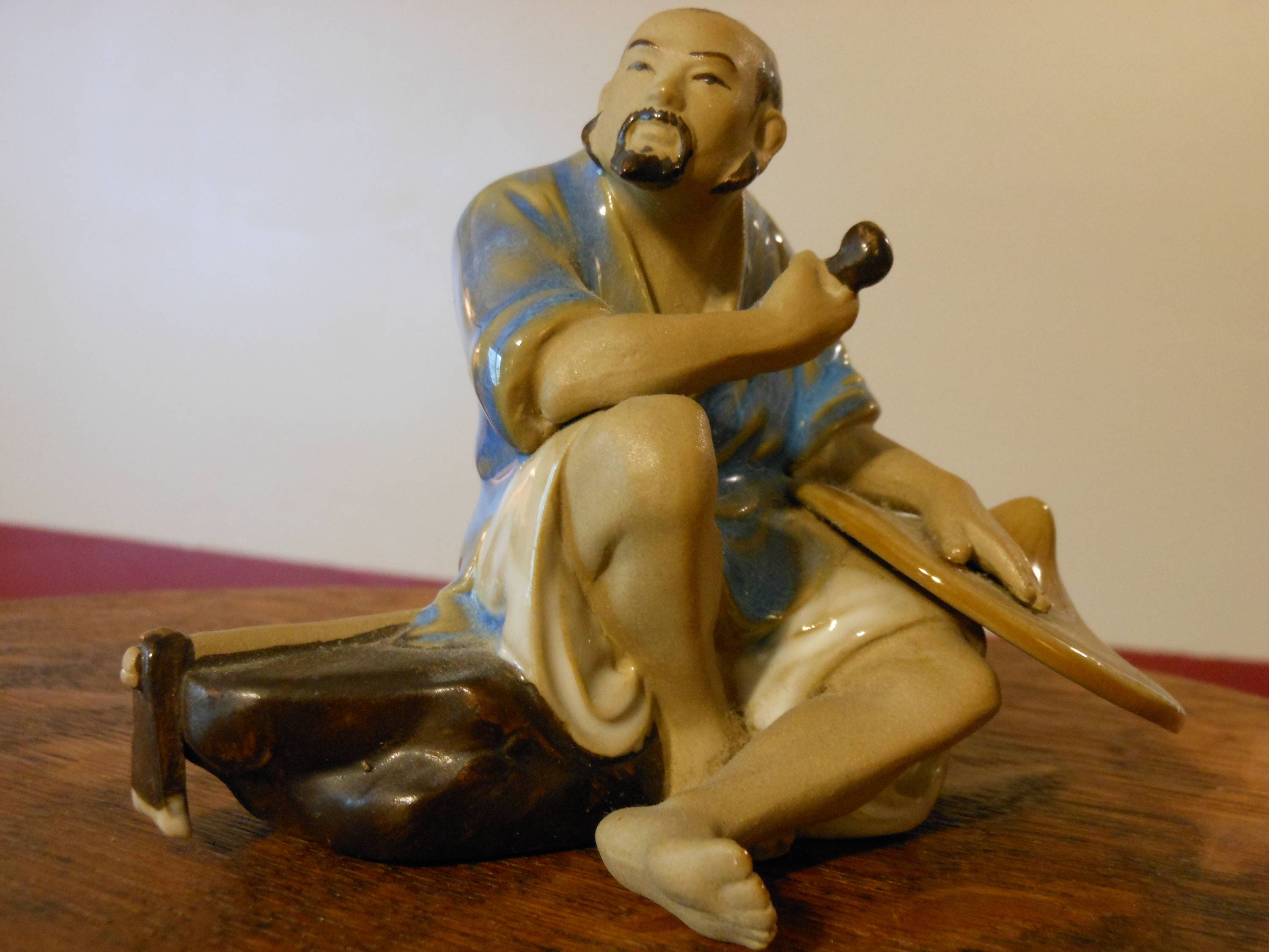 Mudmen Farmer Clay Figurine. Shiwan Pottery.