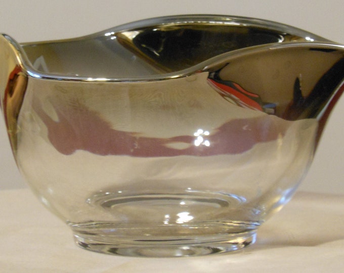 Tinted Glass Mirror-Rimmed Candy Dish