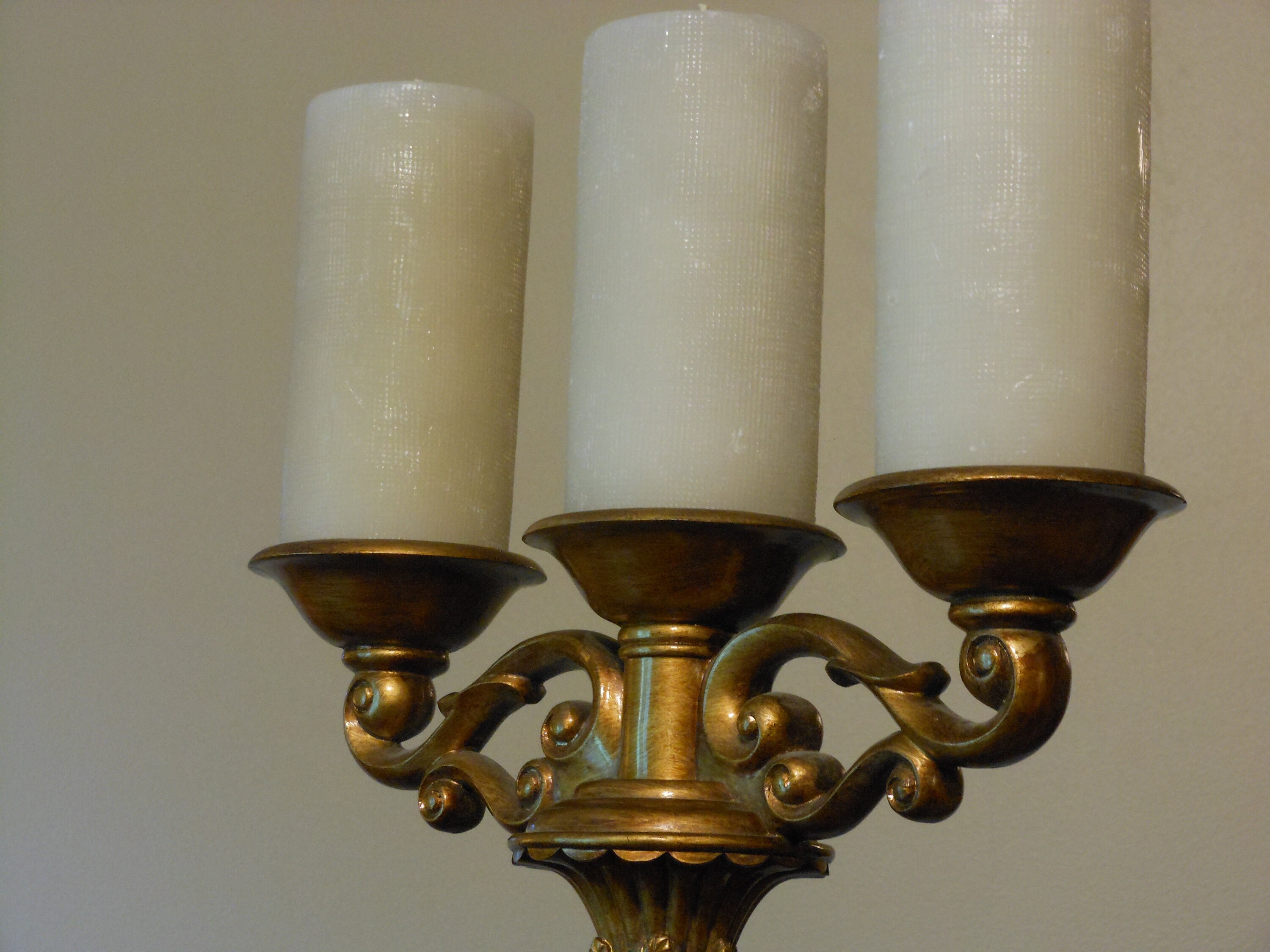 Tall Candelabra with Three Large Candles