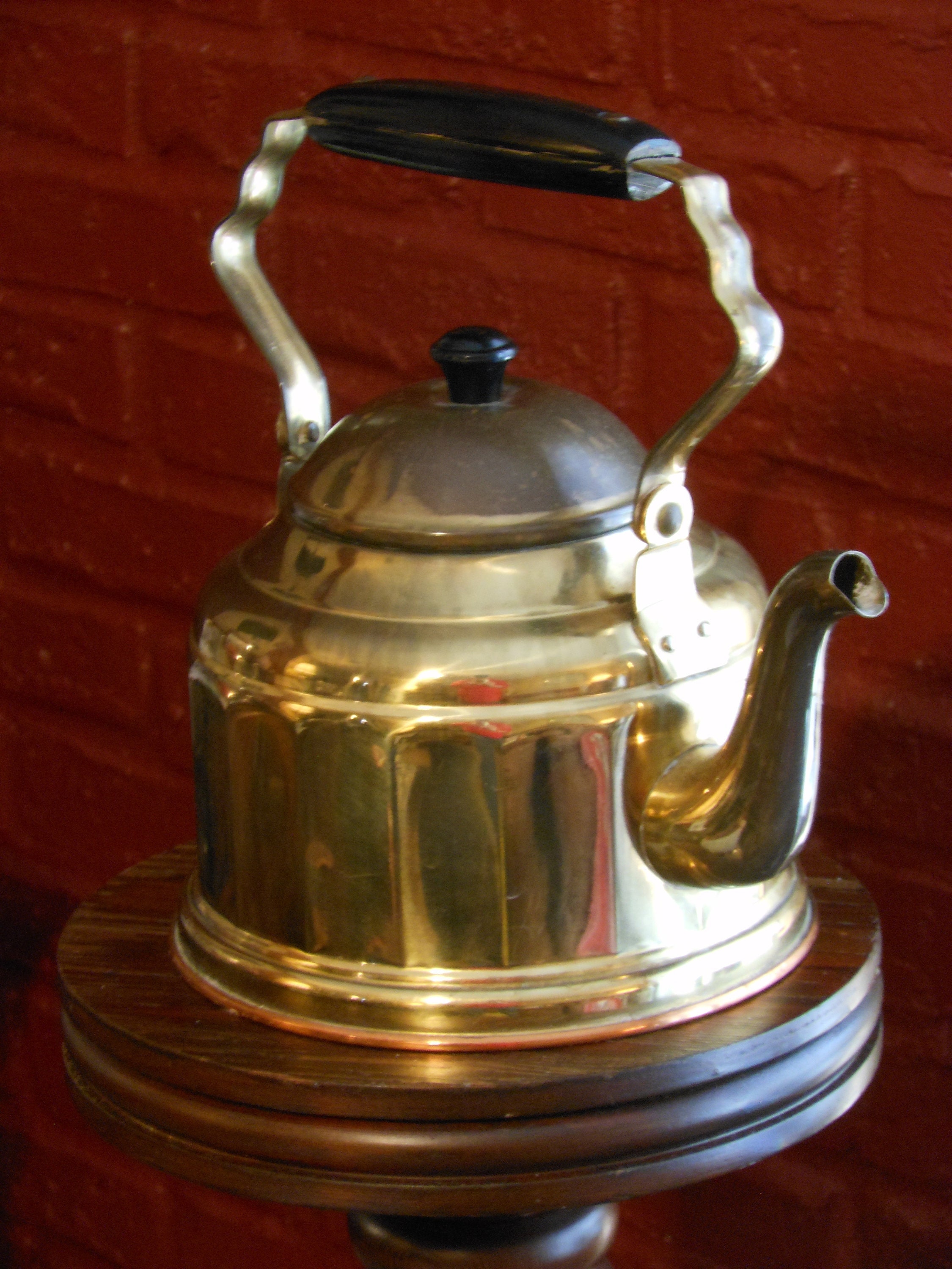 Copper Tea Kettle, Wooden Handle