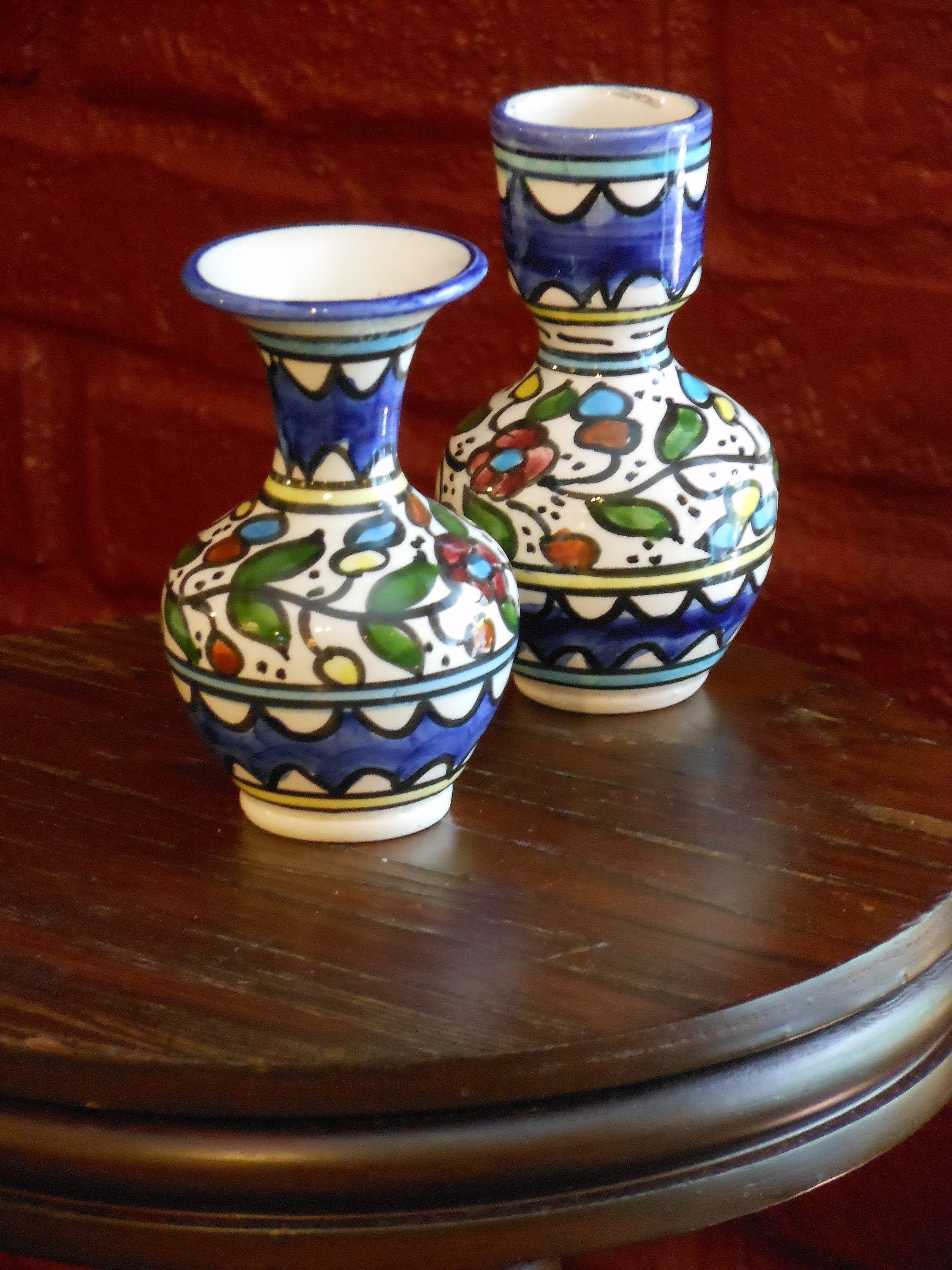 A Pair of Hand Painted Ceramic Bud Vases