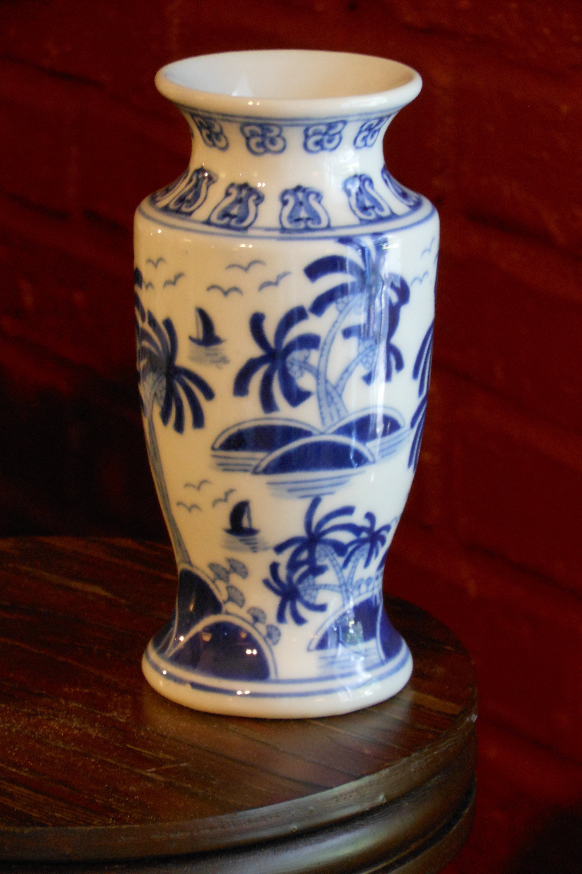 Large Black Palm Porcelain Bud Vase main image 0
