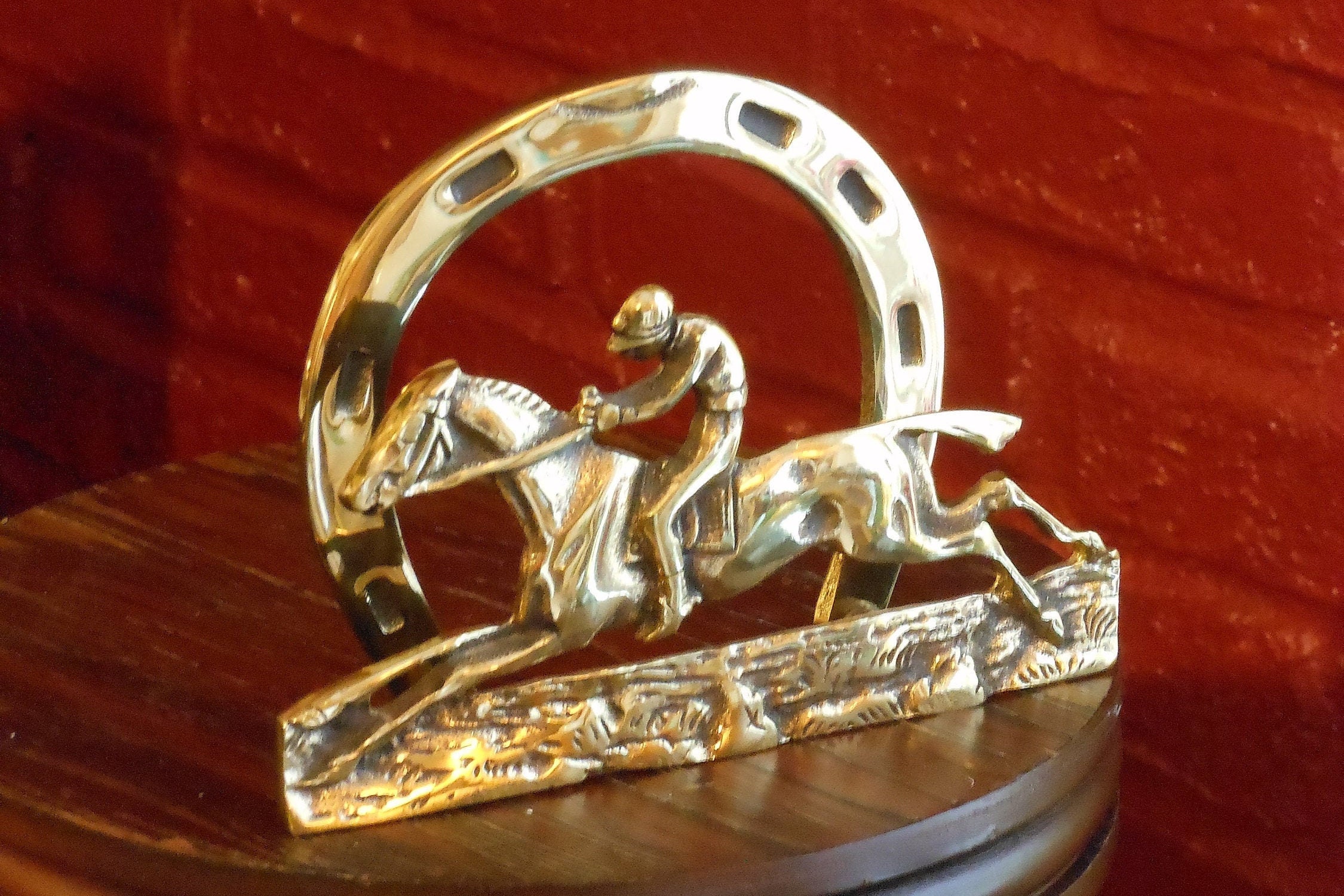 Brass Horse & Jockey Letter Holder