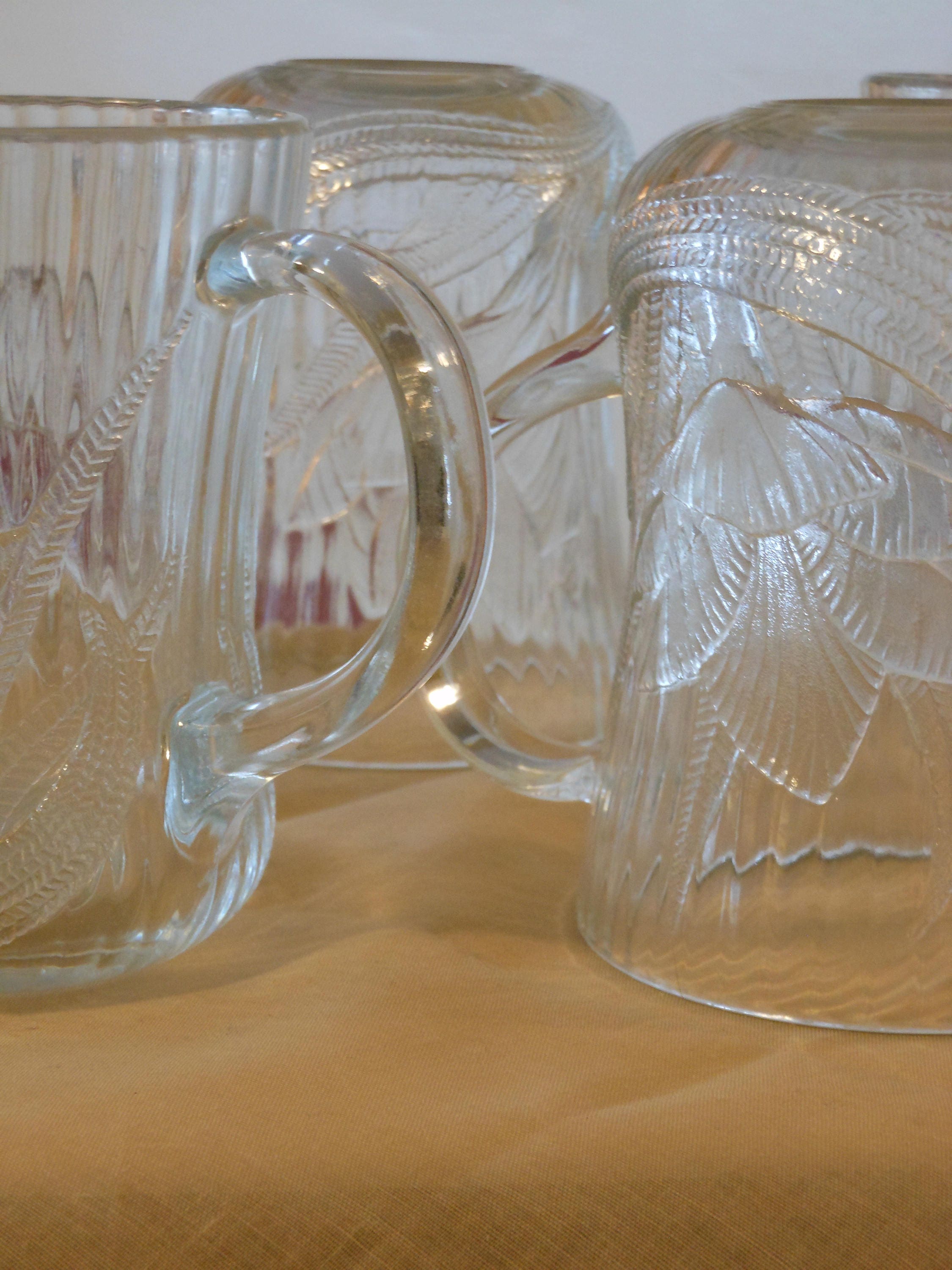 Set of Six Arcoroc Canterbury Crocus Glass Mugs