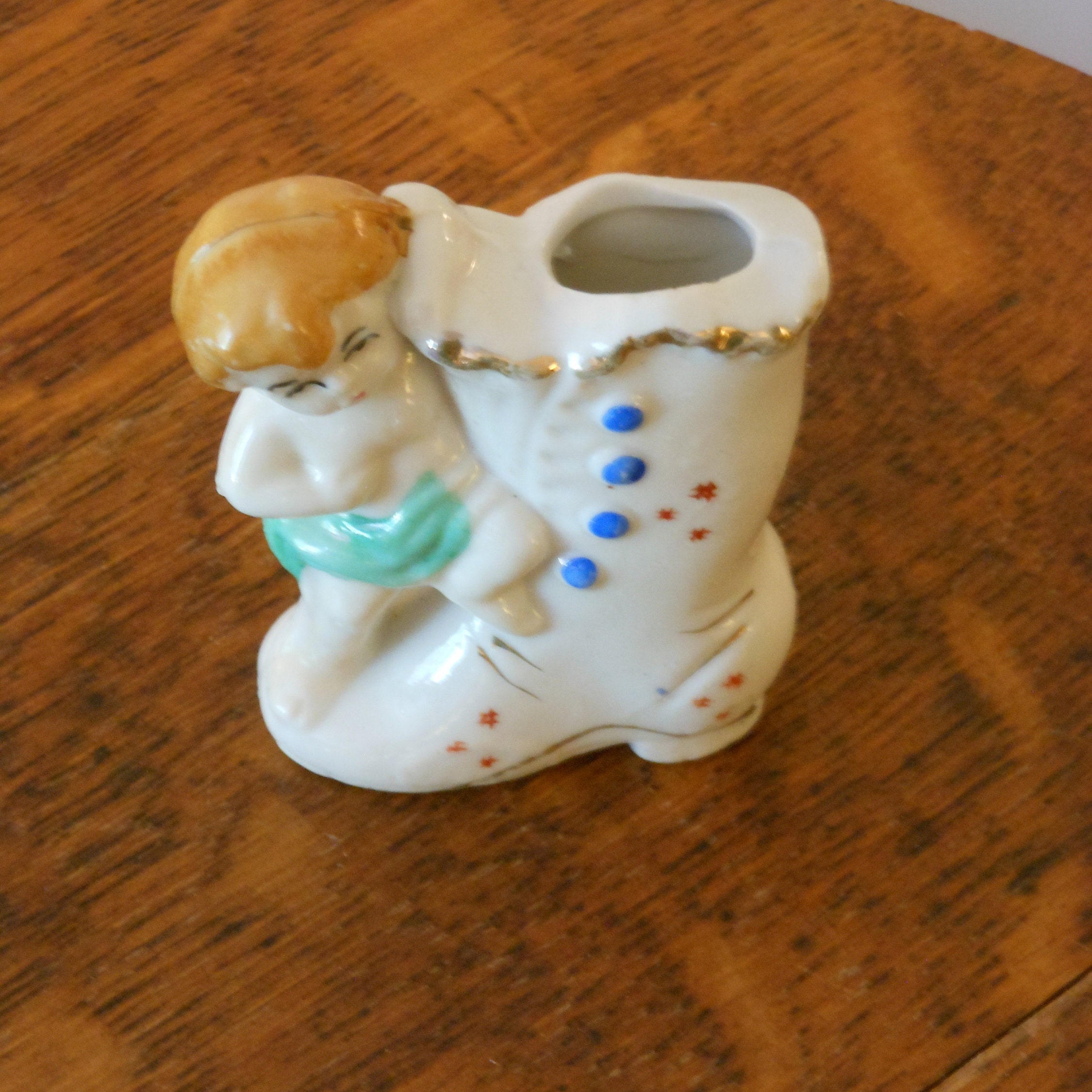 Vintage Japanese Cherub & Boot Toothpick Holder