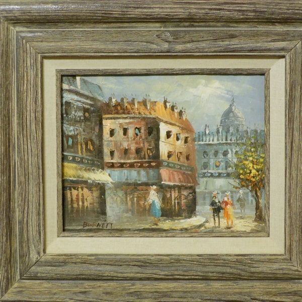 Caroline Burnett Oil on Canvas Painting. Paris Scene, Early 20th Century (RESERVED for Debbie)