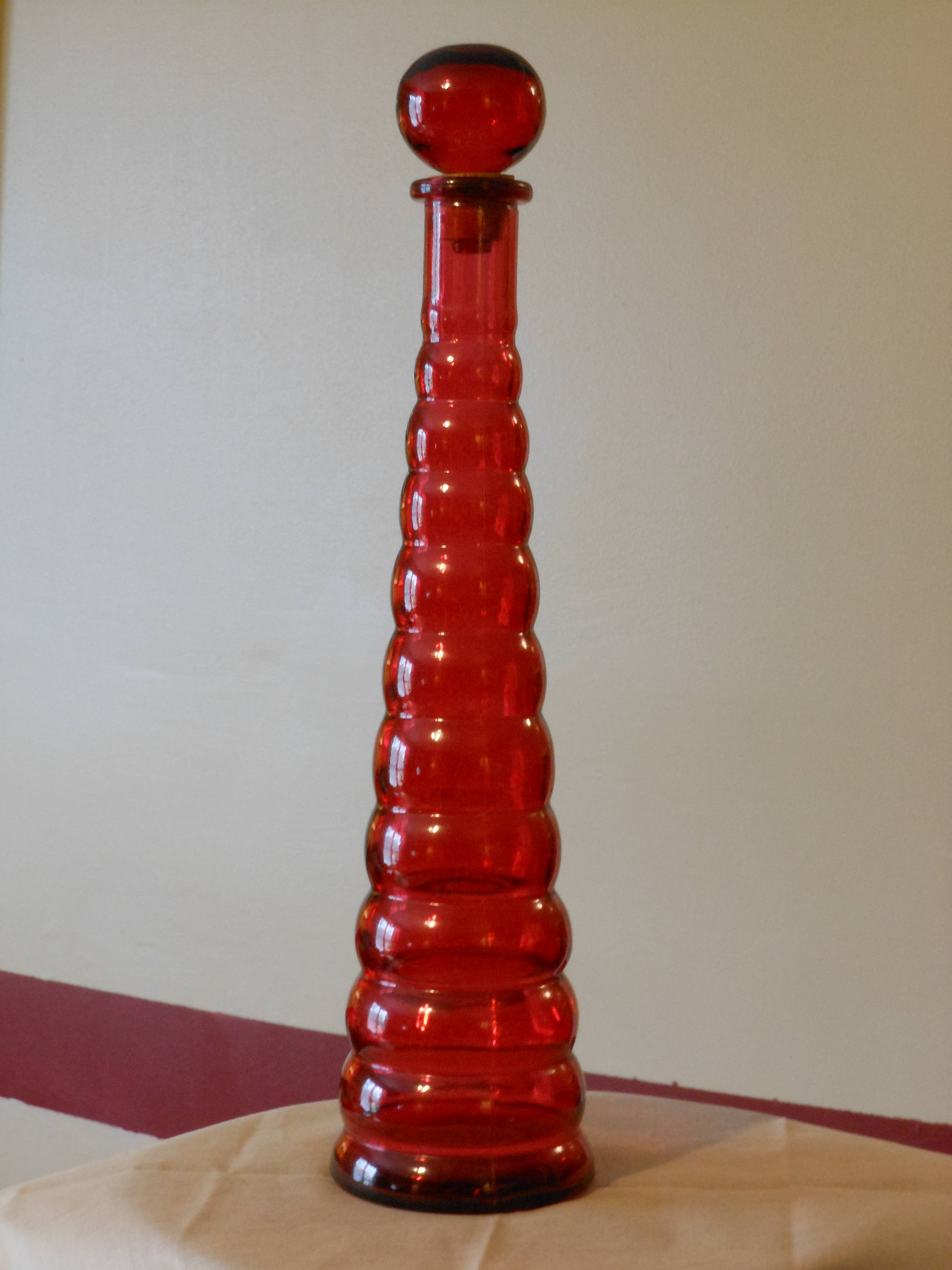 Tall Red Glass Bottle