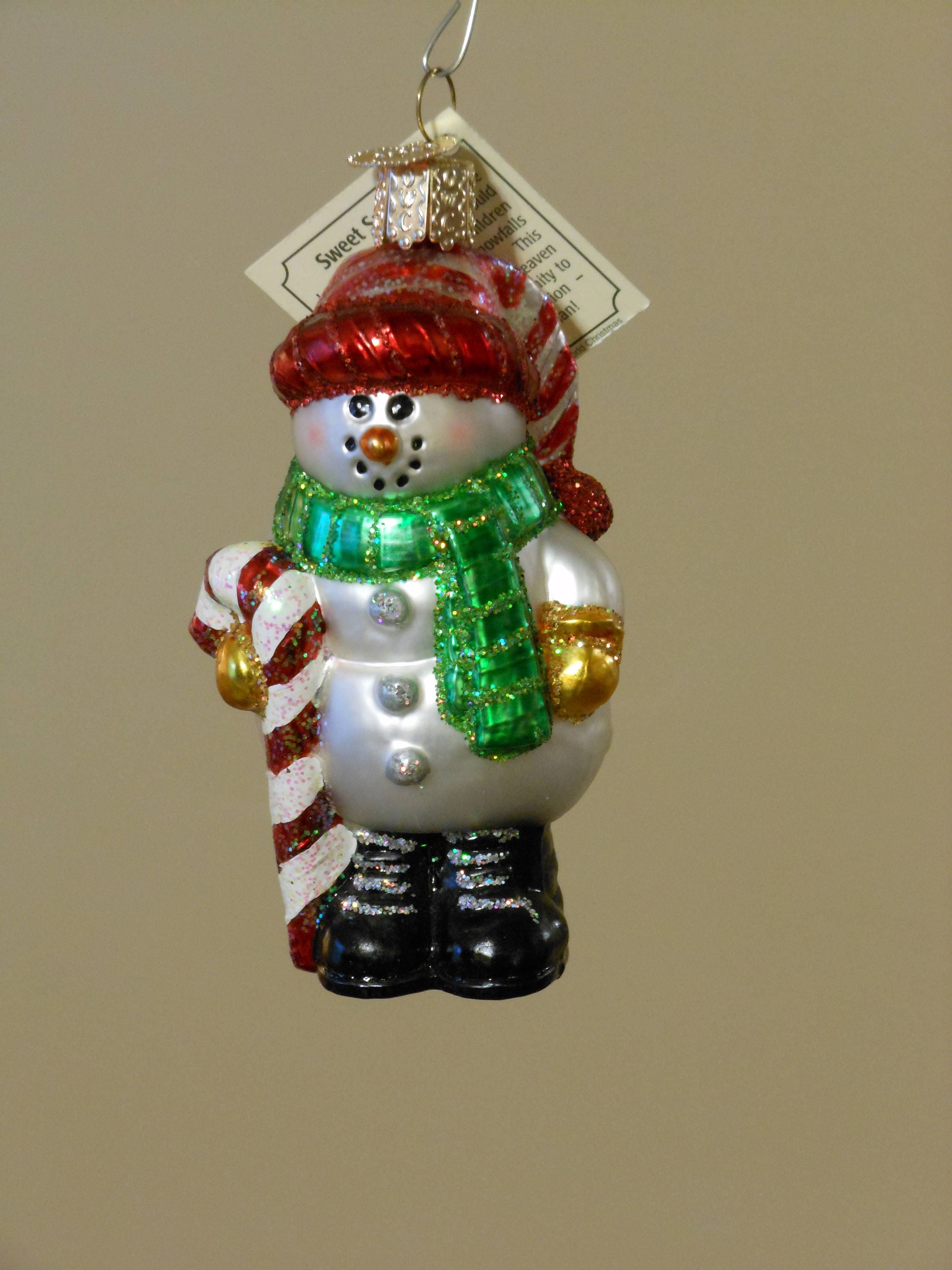 Two Small Glass Christmas Ornaments (Merck Family)