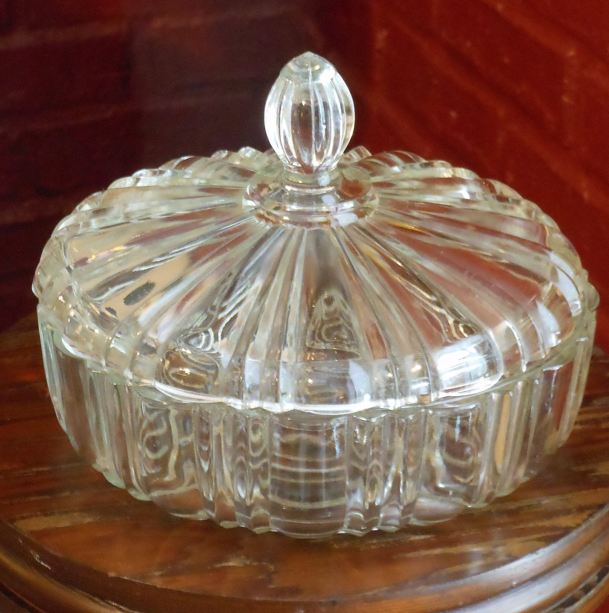 Large Decorative Glass Candy Dish with Lid