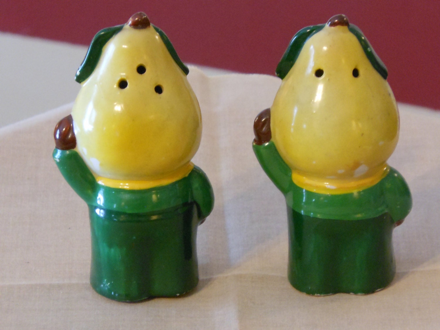 Anthropomorphic Angry Pears Vintage Salt & Pepper Shakers