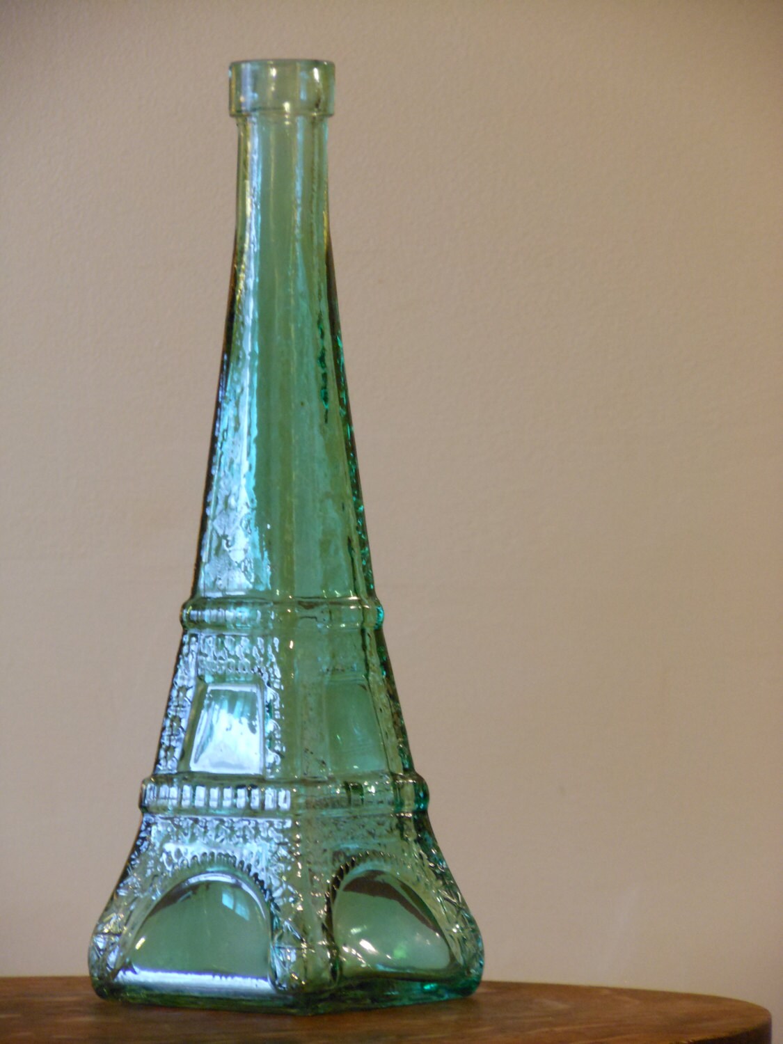 Vintage Green Glass Eiffel Tower Bud Vase