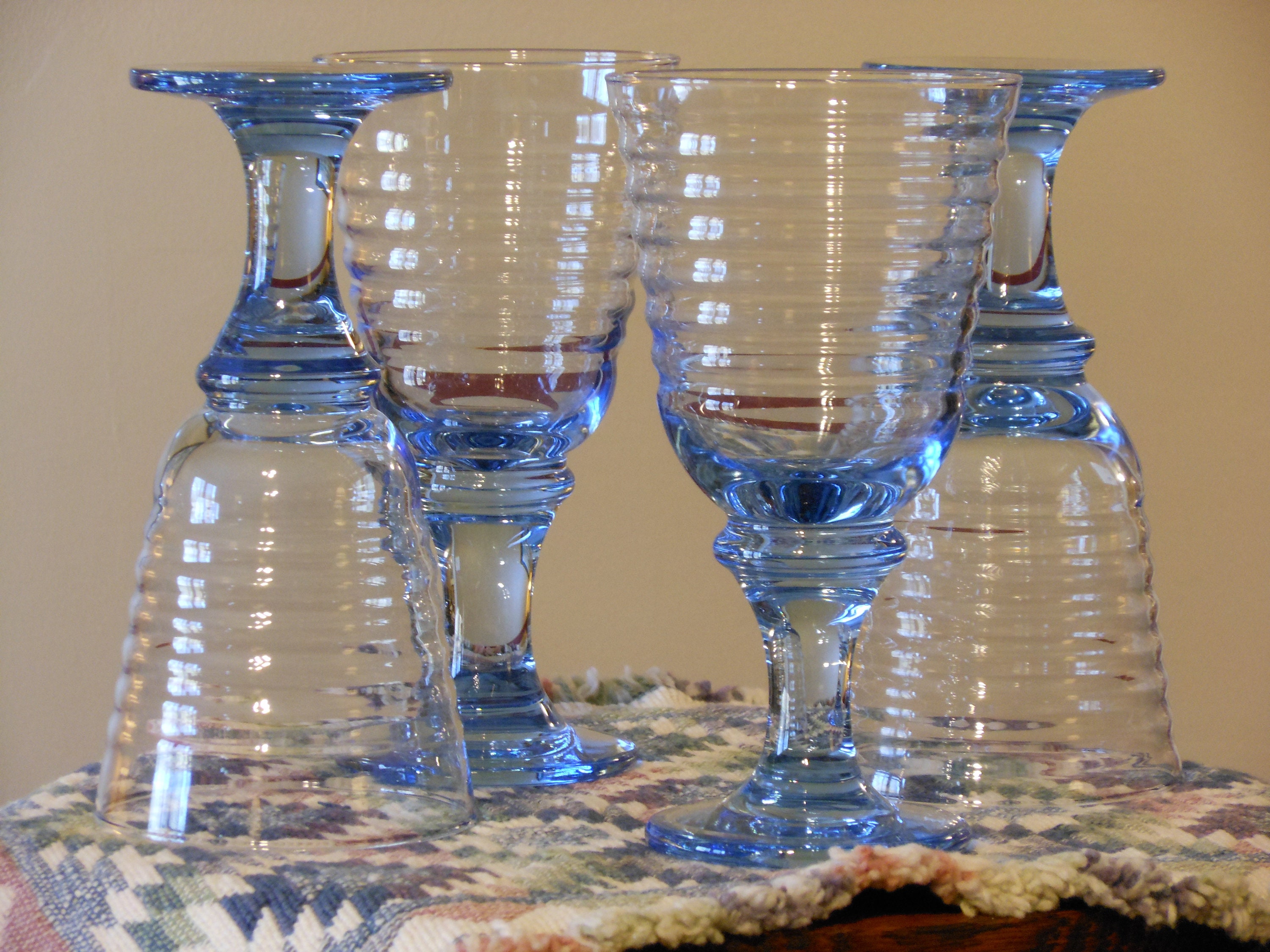 Light Blue Stemmed Glass Tumblers