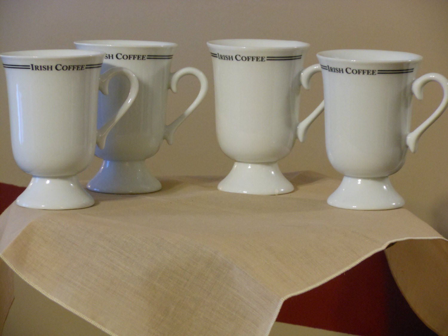 Four White Irish Coffee Mugs