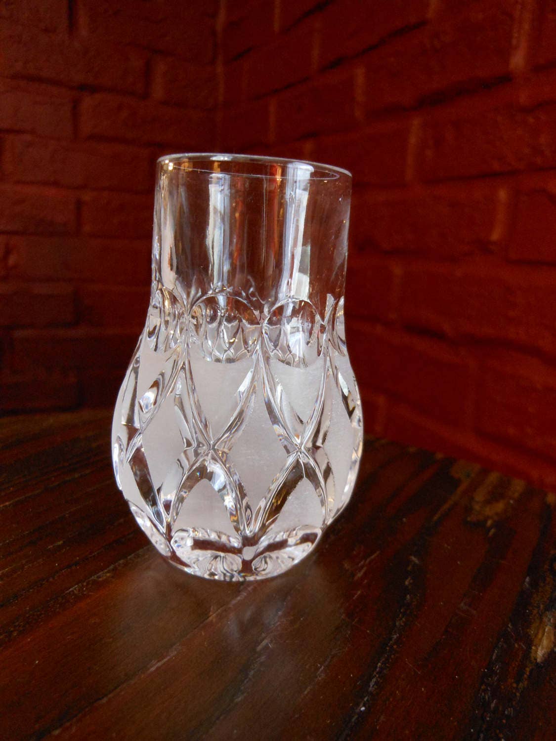Frosted Lead Crystal Toothpick Holder