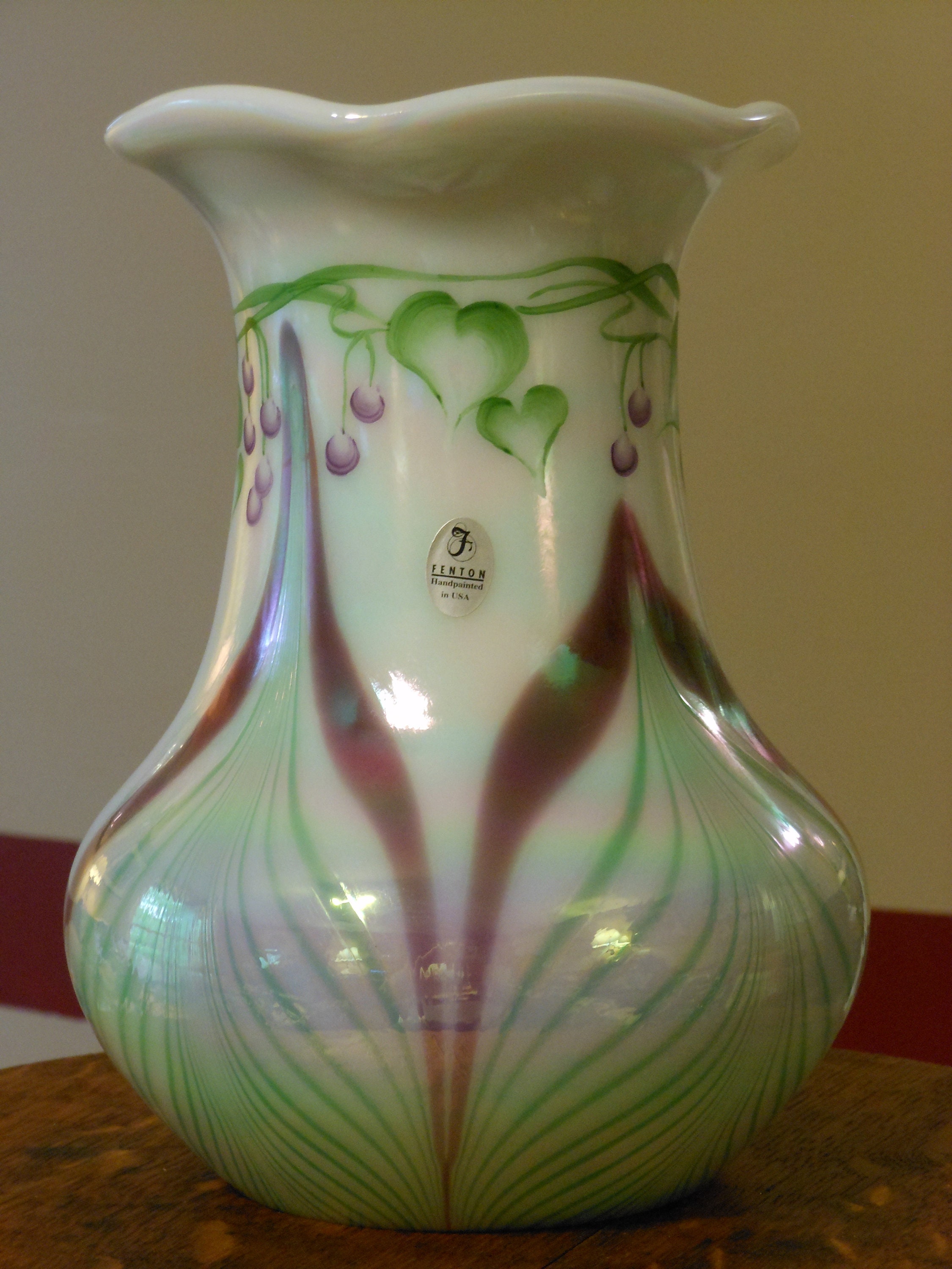 Fenton 8.5inch Vase Hand Painted by Christy Riggs