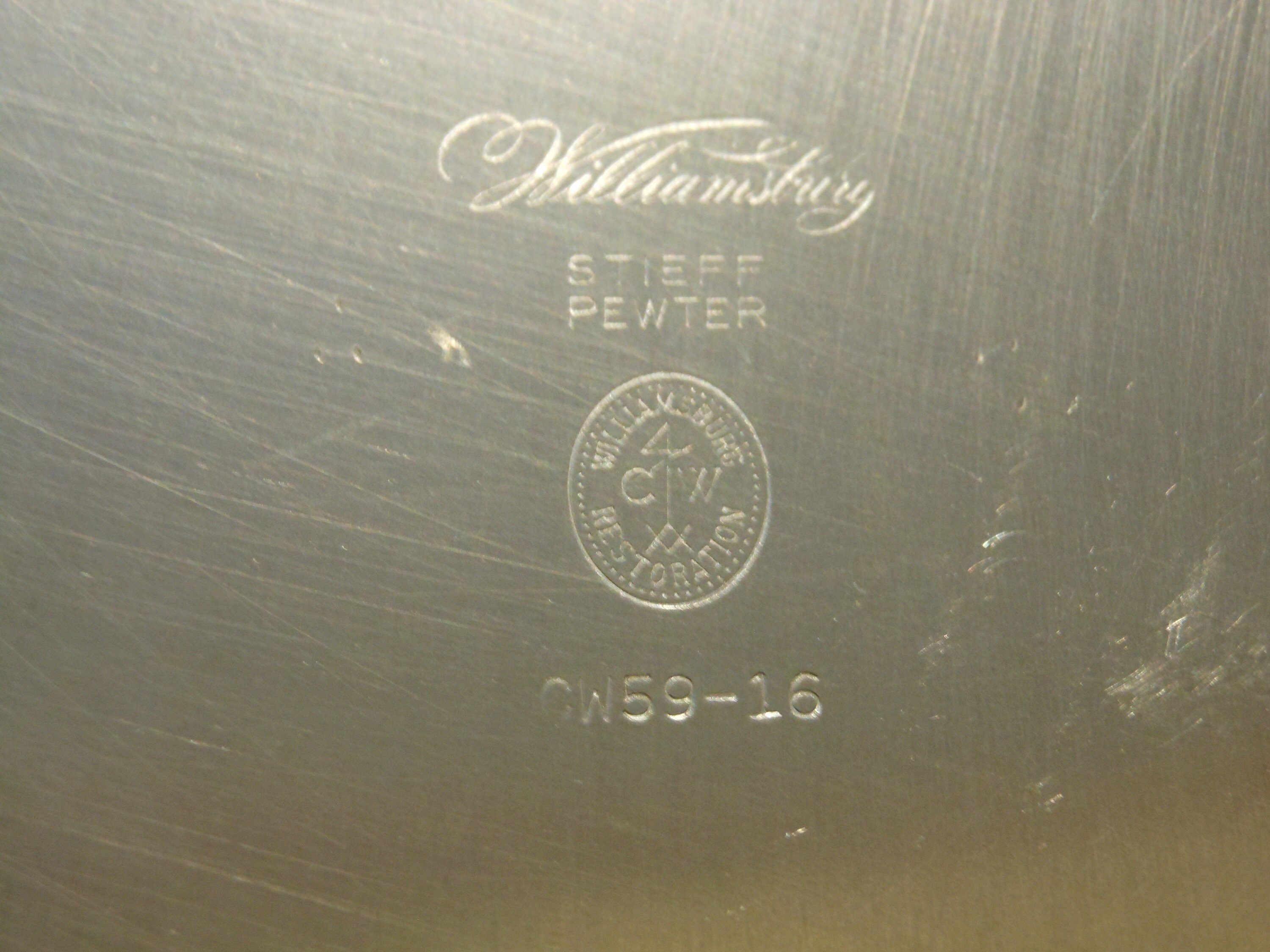 Williamsburg Restoration Stieff Vintage Pewter Plate