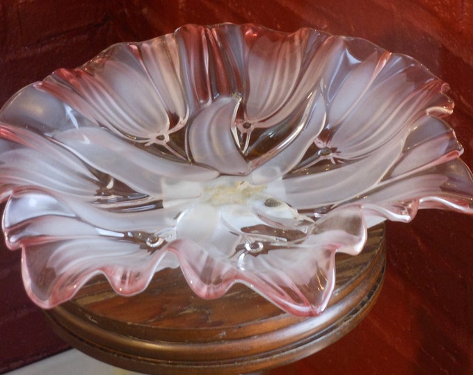 Large Pink Frosted Glass Bowl