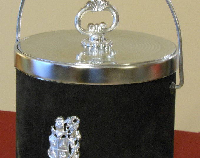 Vintage Metal, Plastic and Felt-Covered Ice Bucket