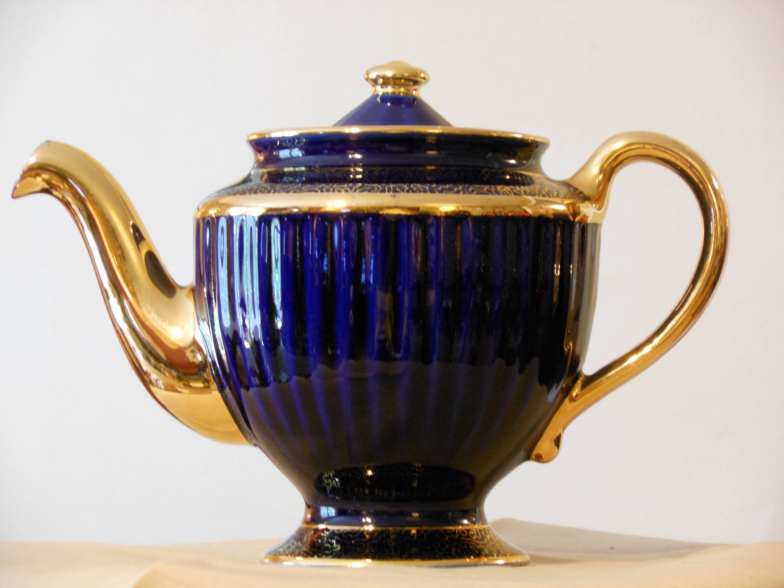 Hall's Cobalt and Gold Teapot