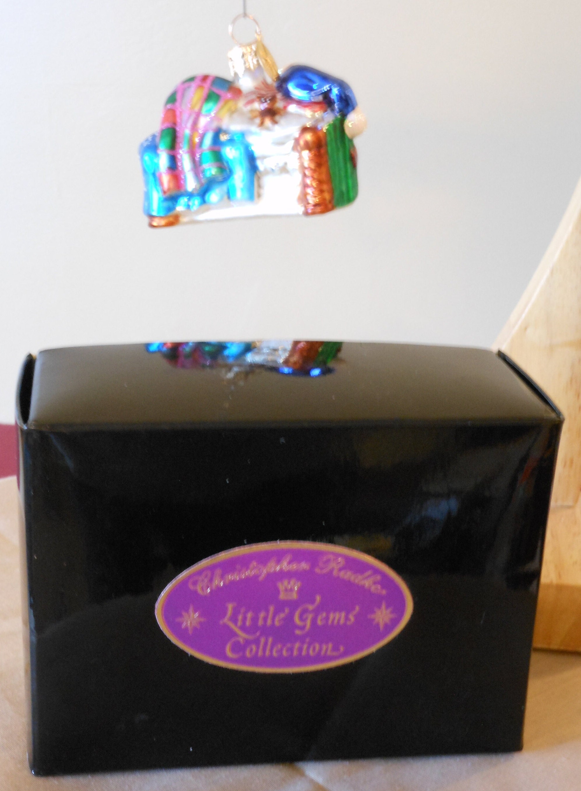 Christopher Radko Little Gems Collection. Sleeping Santa Glass Ornament.