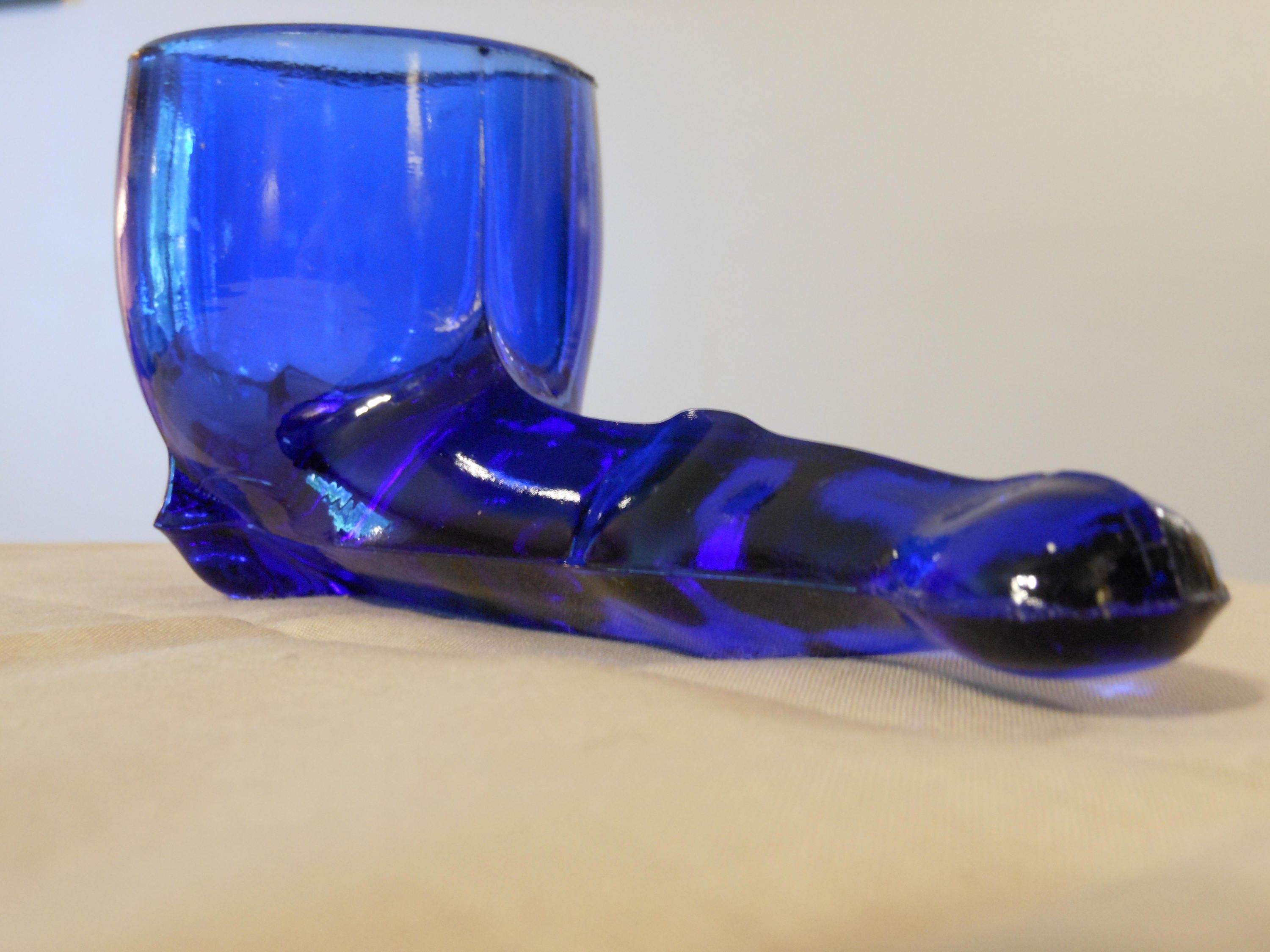 Dark Blue Glass Vintage Pipe