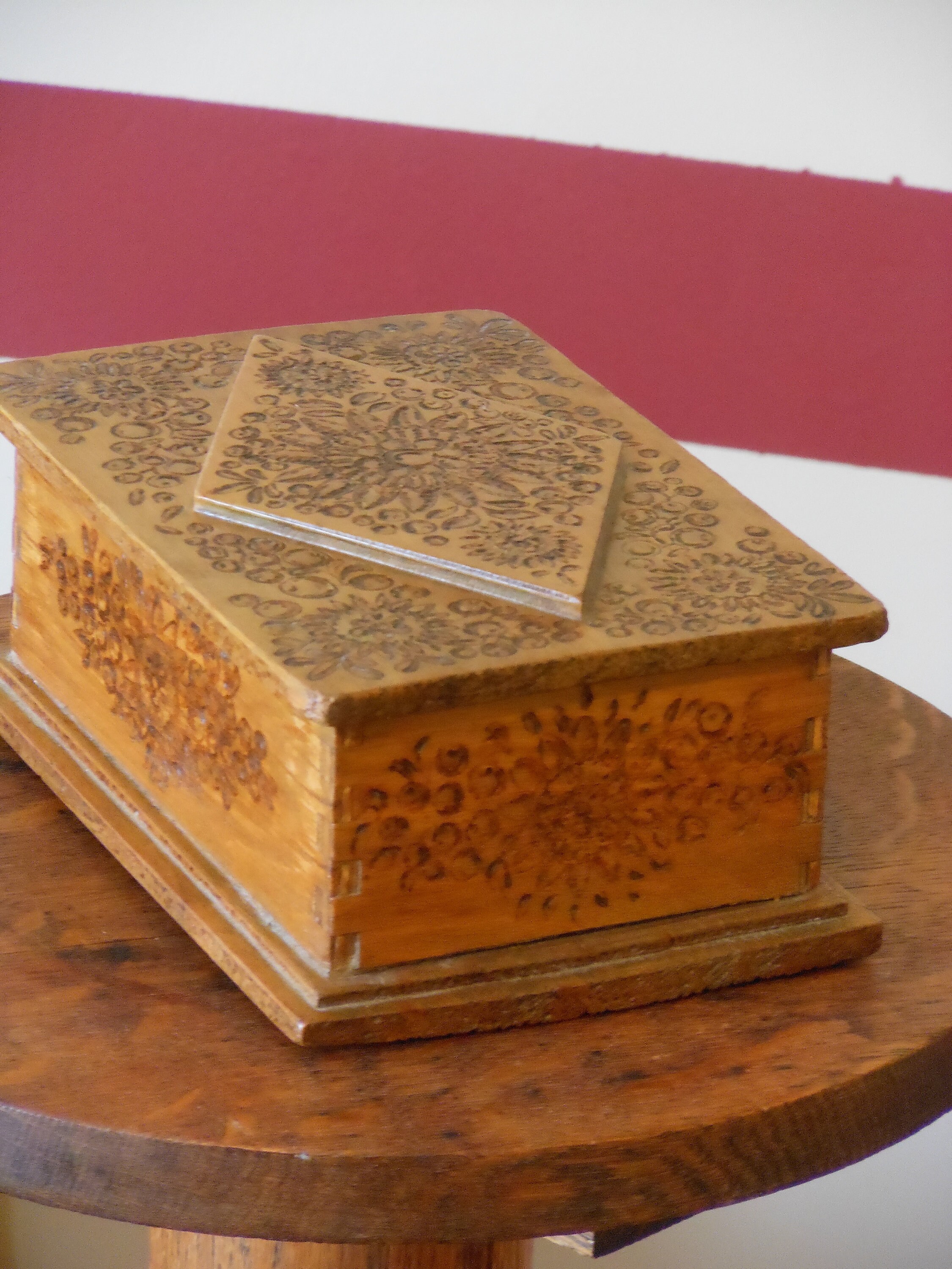 Vintage Handmade Carved Wooden Box