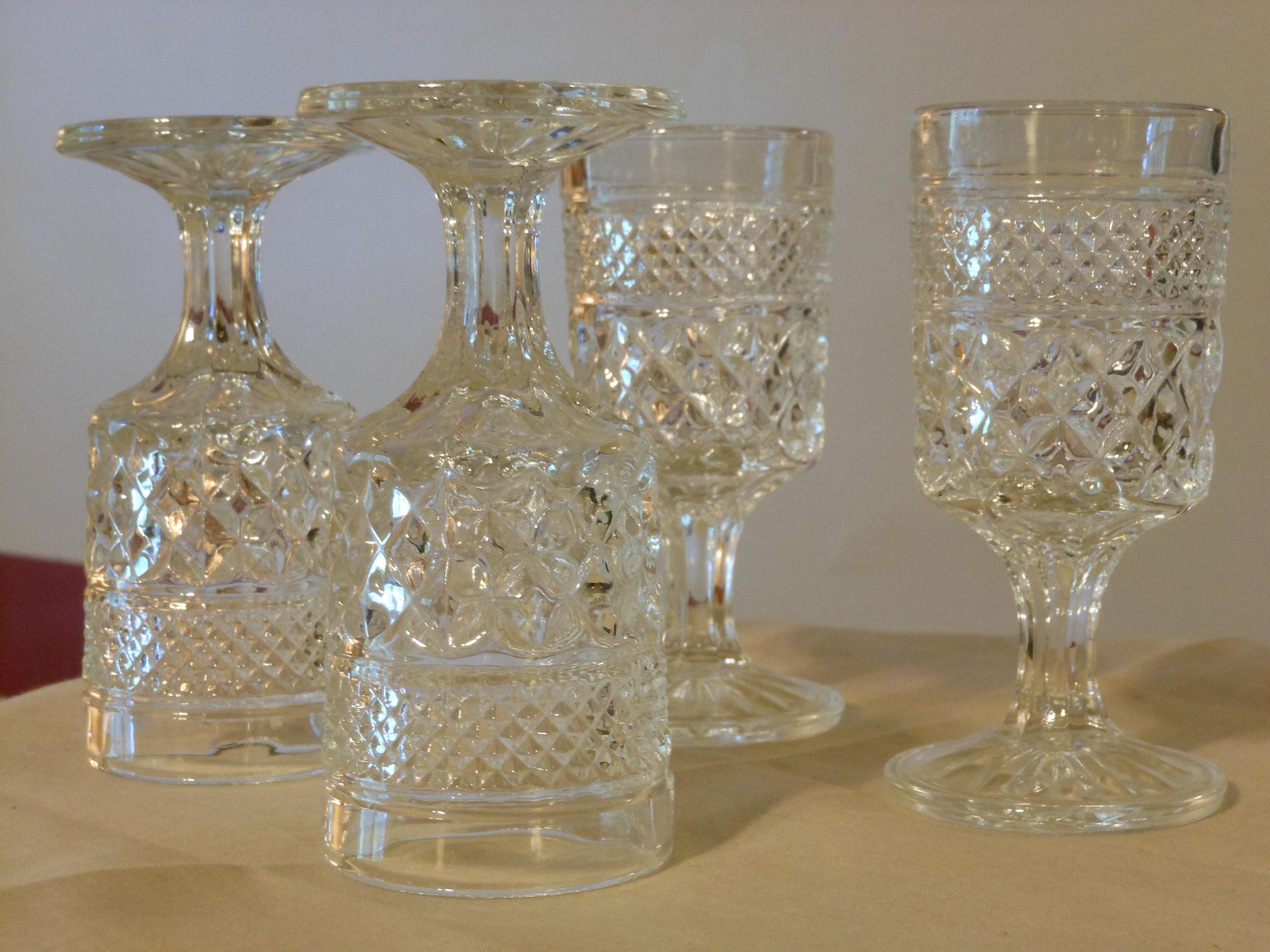 Set of Four Cut Crystal Stemmed Aperitif Glasses