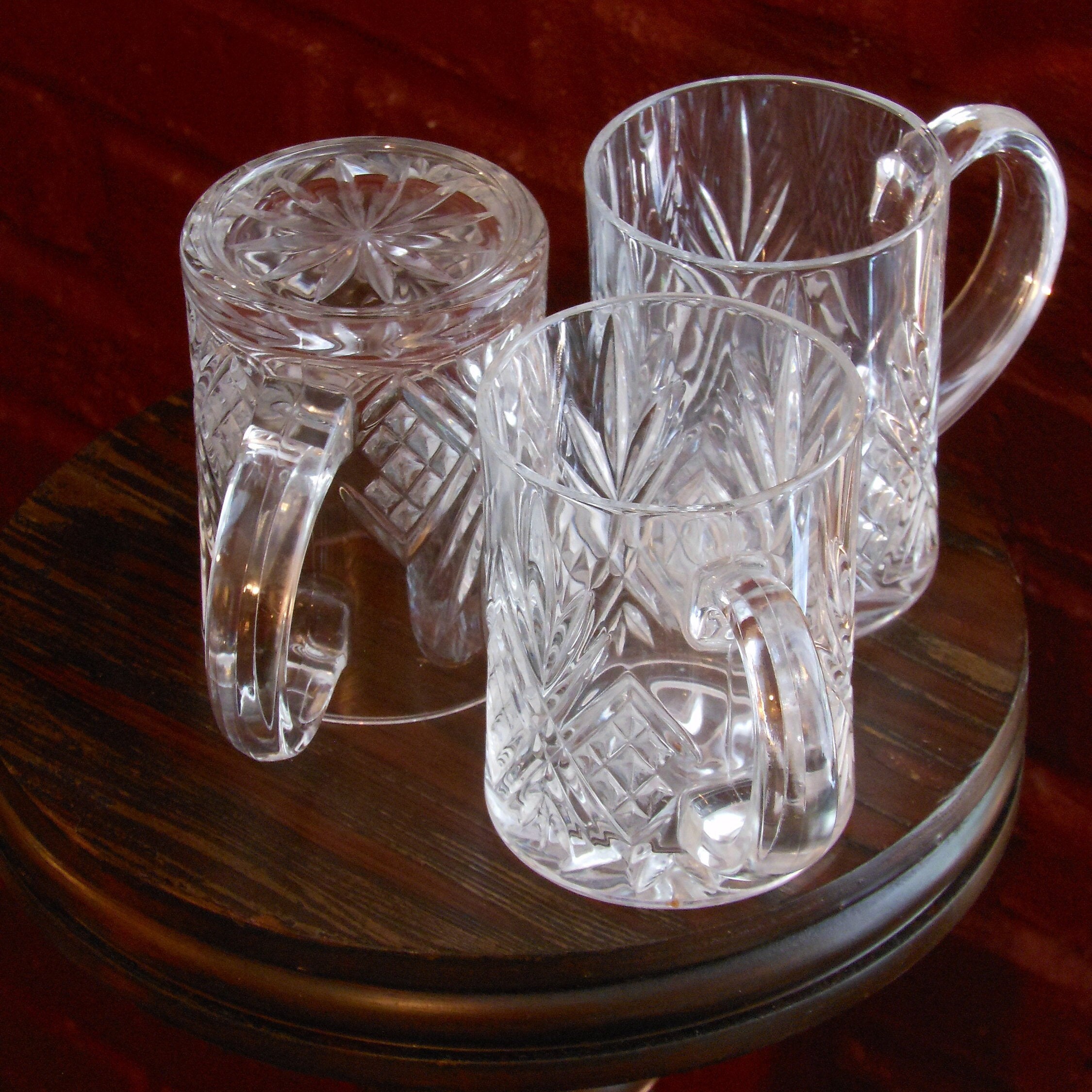 Three Cristal d'Arques Crystal Coffee Mugs