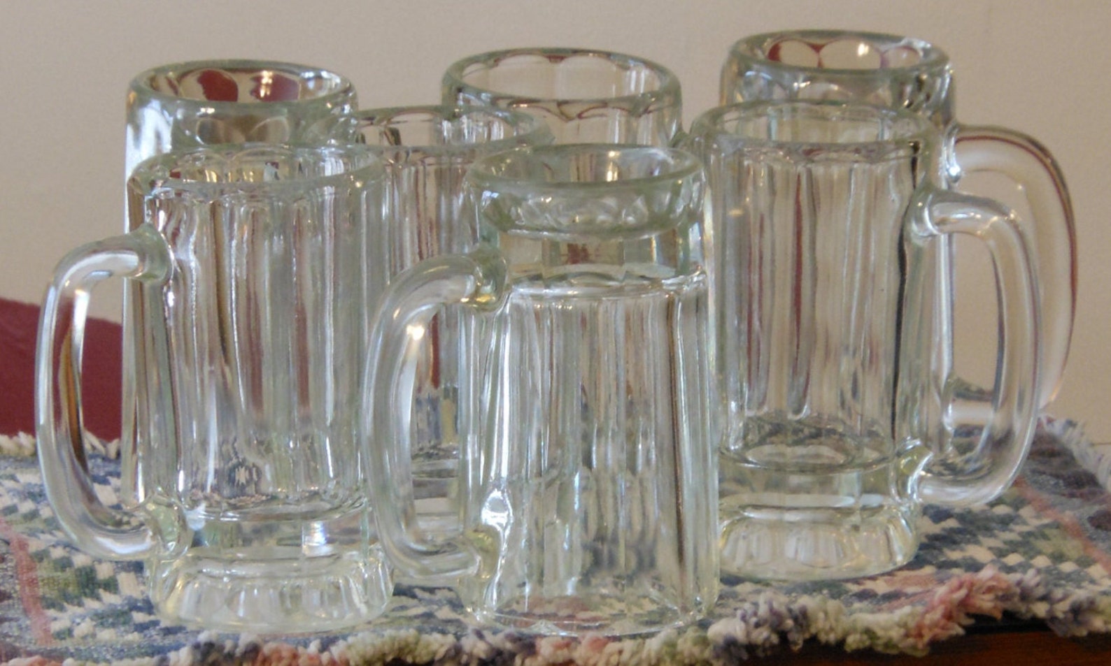 Seven Vintage Glass Beer Mugs Etsy