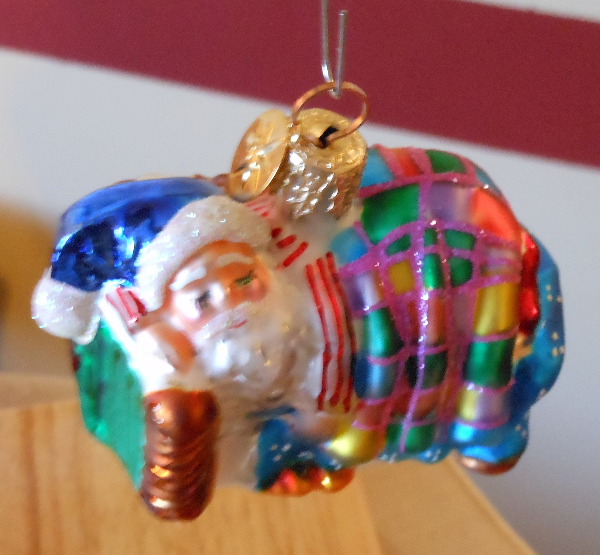 Christopher Radko Little Gems Collection. Sleeping Santa Glass Ornament.