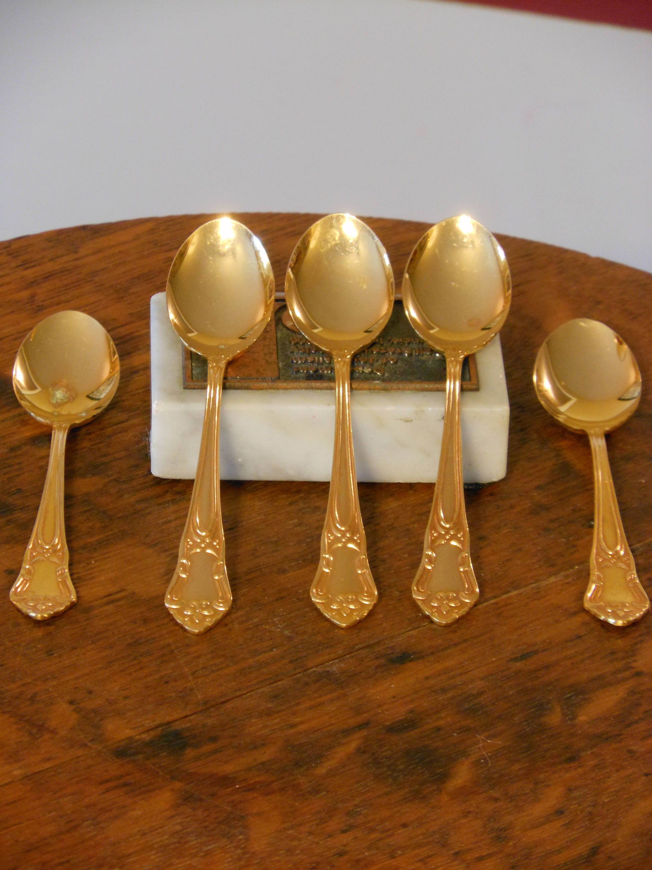 Five Golden Swedish Demitasse Spoons