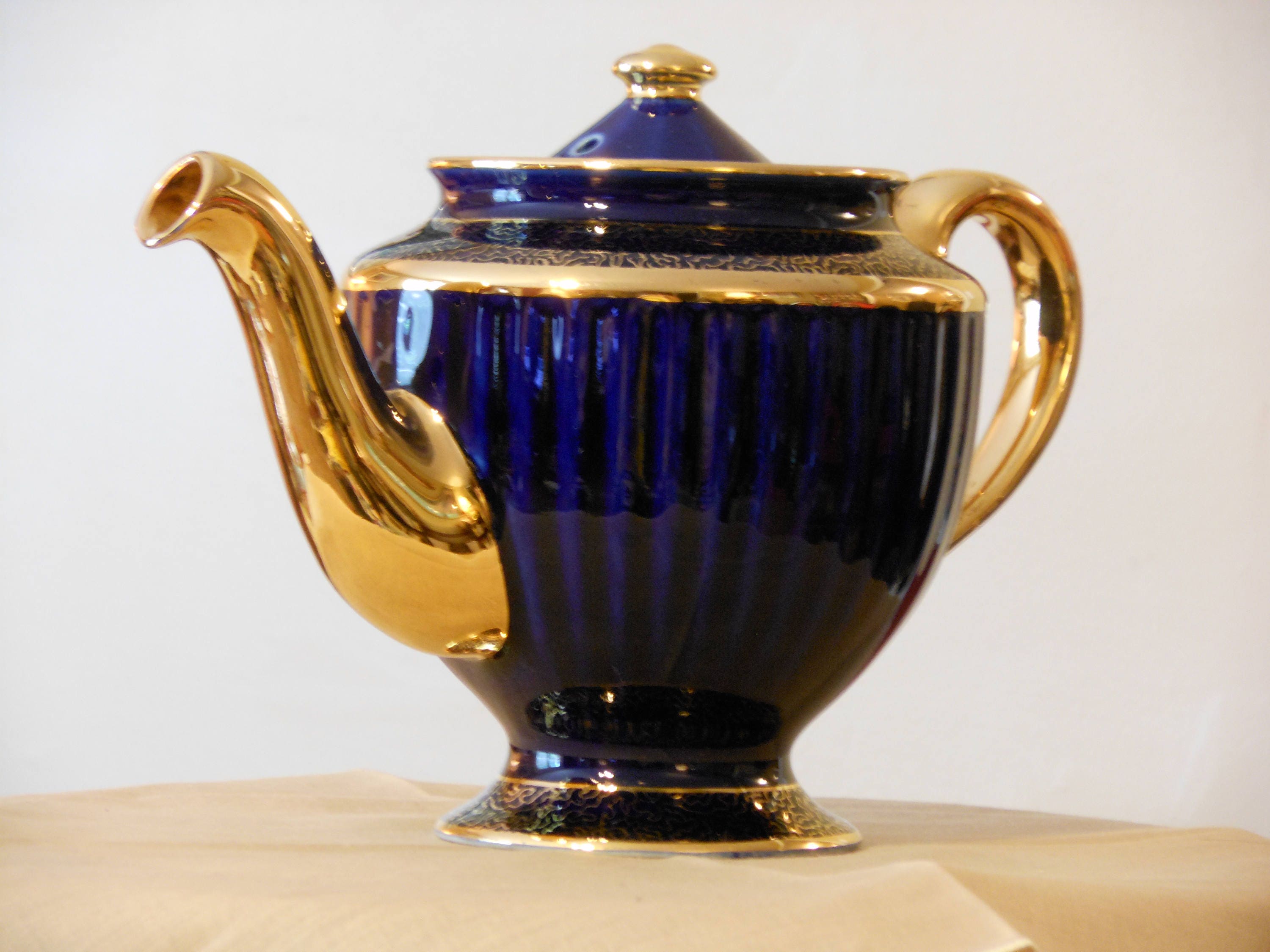Hall's Cobalt and Gold Teapot