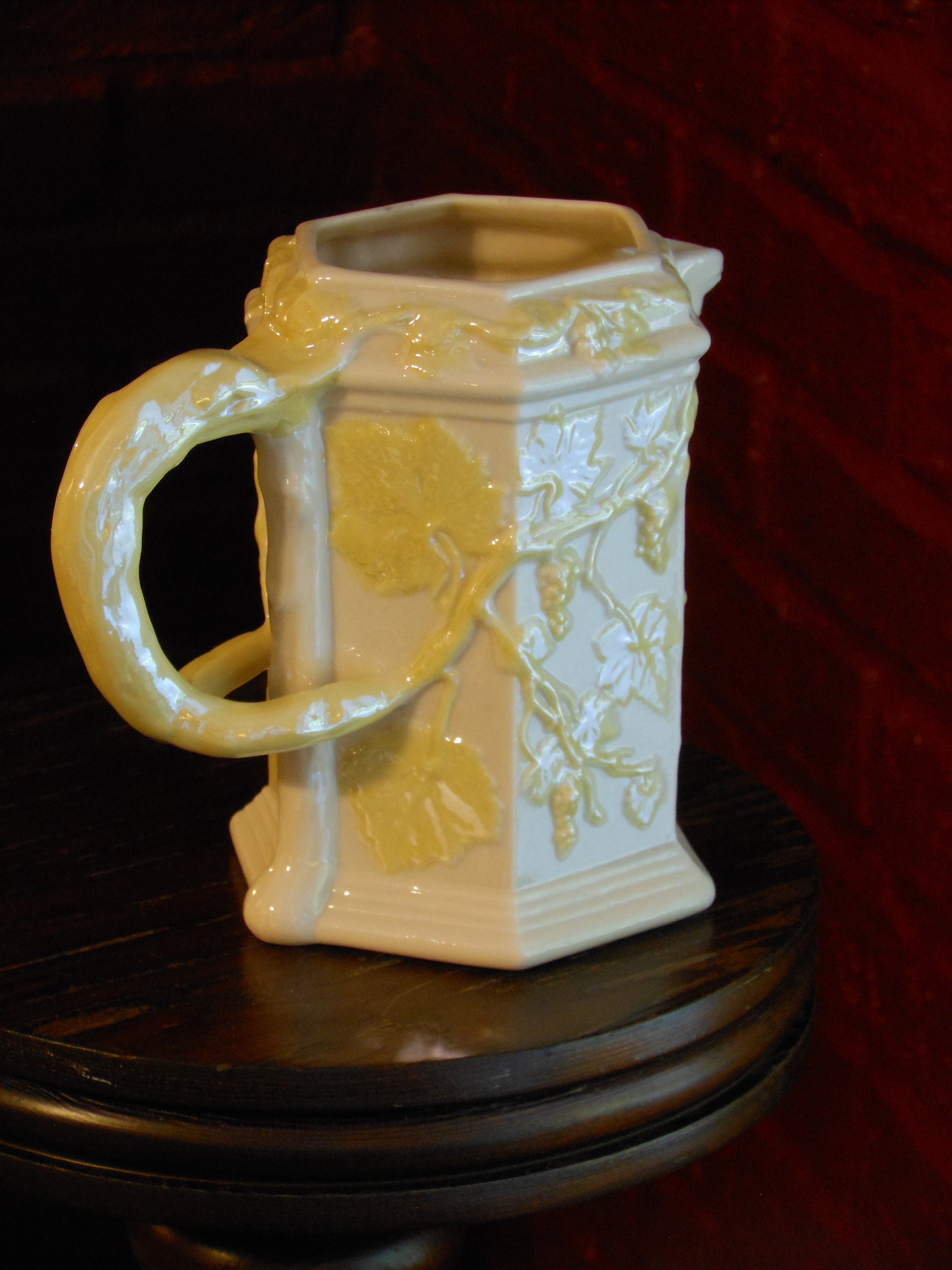 Embossed Vintage Belleek Irish Porcelain Pitcher Vase