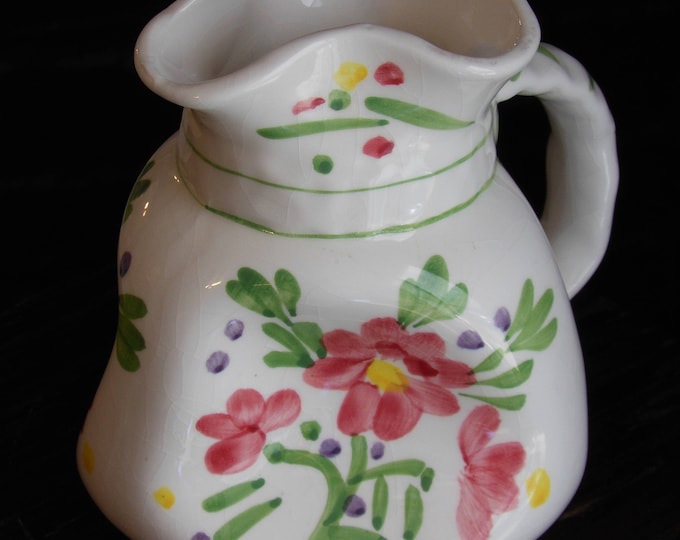 Crumpled Hand Painted Pitcher or Pitcher Vase