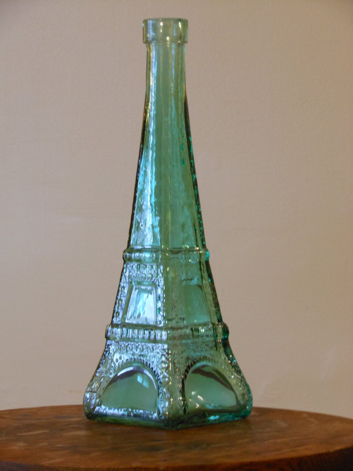 Vintage Green Glass Eiffel Tower Bud Vase