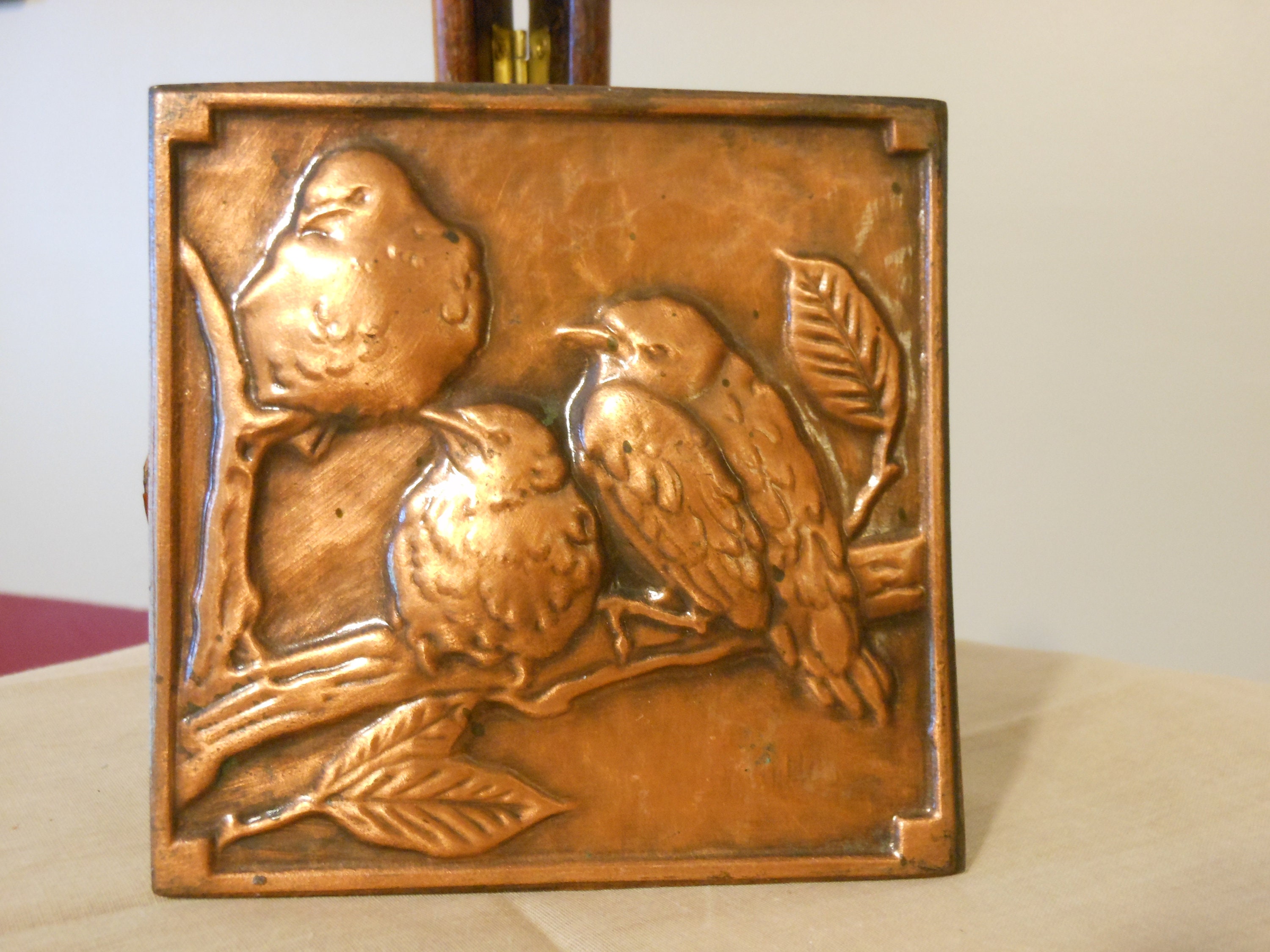 Albert Gilles Signed Copper Repousse Hanging Plaque