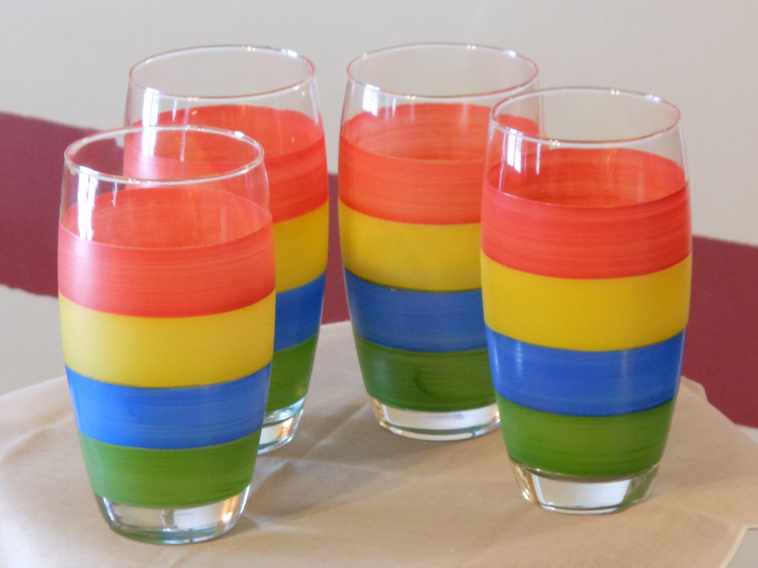 Brightly Colored Glass Tumblers