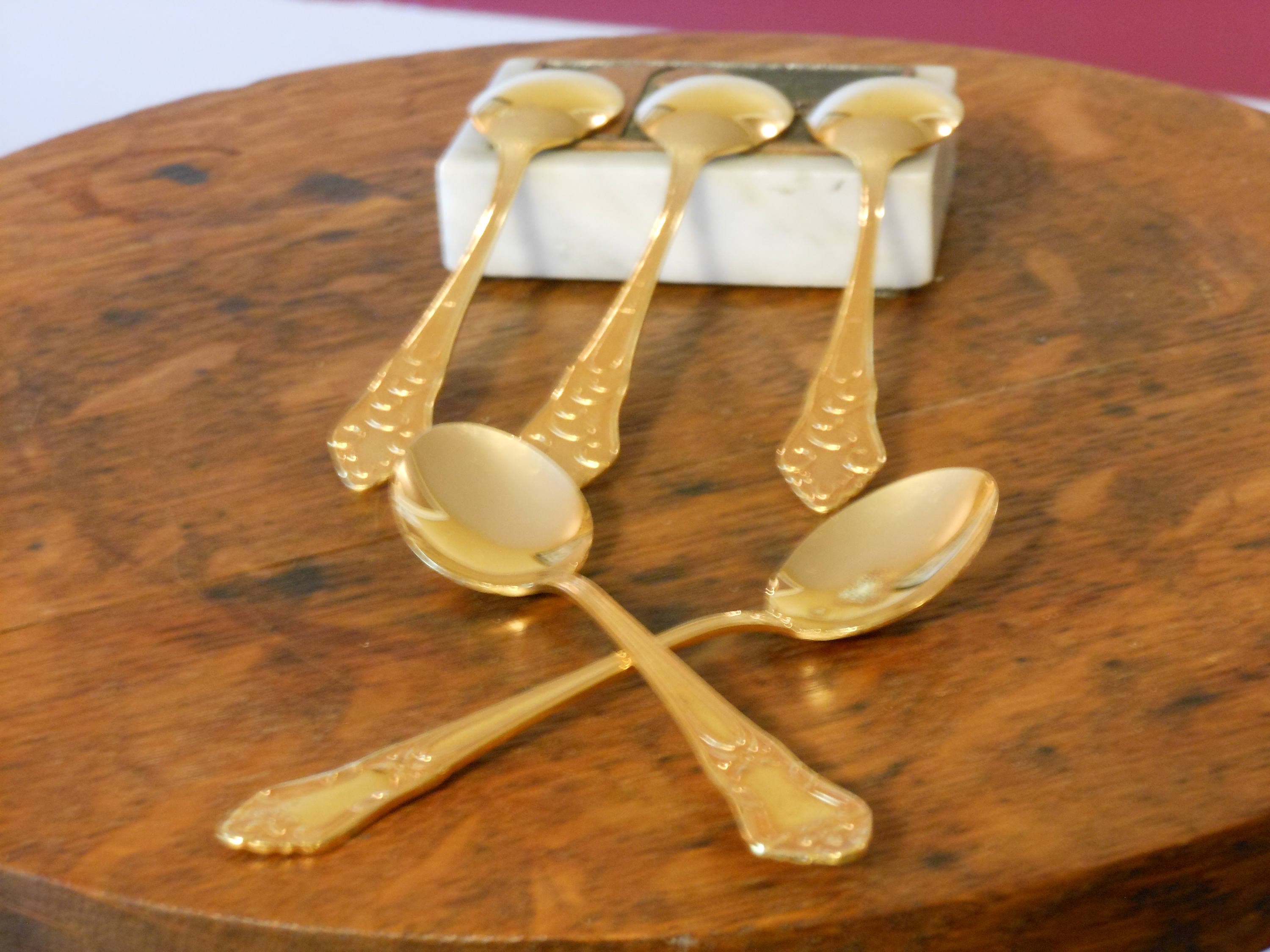 Five Golden Swedish Demitasse Spoons