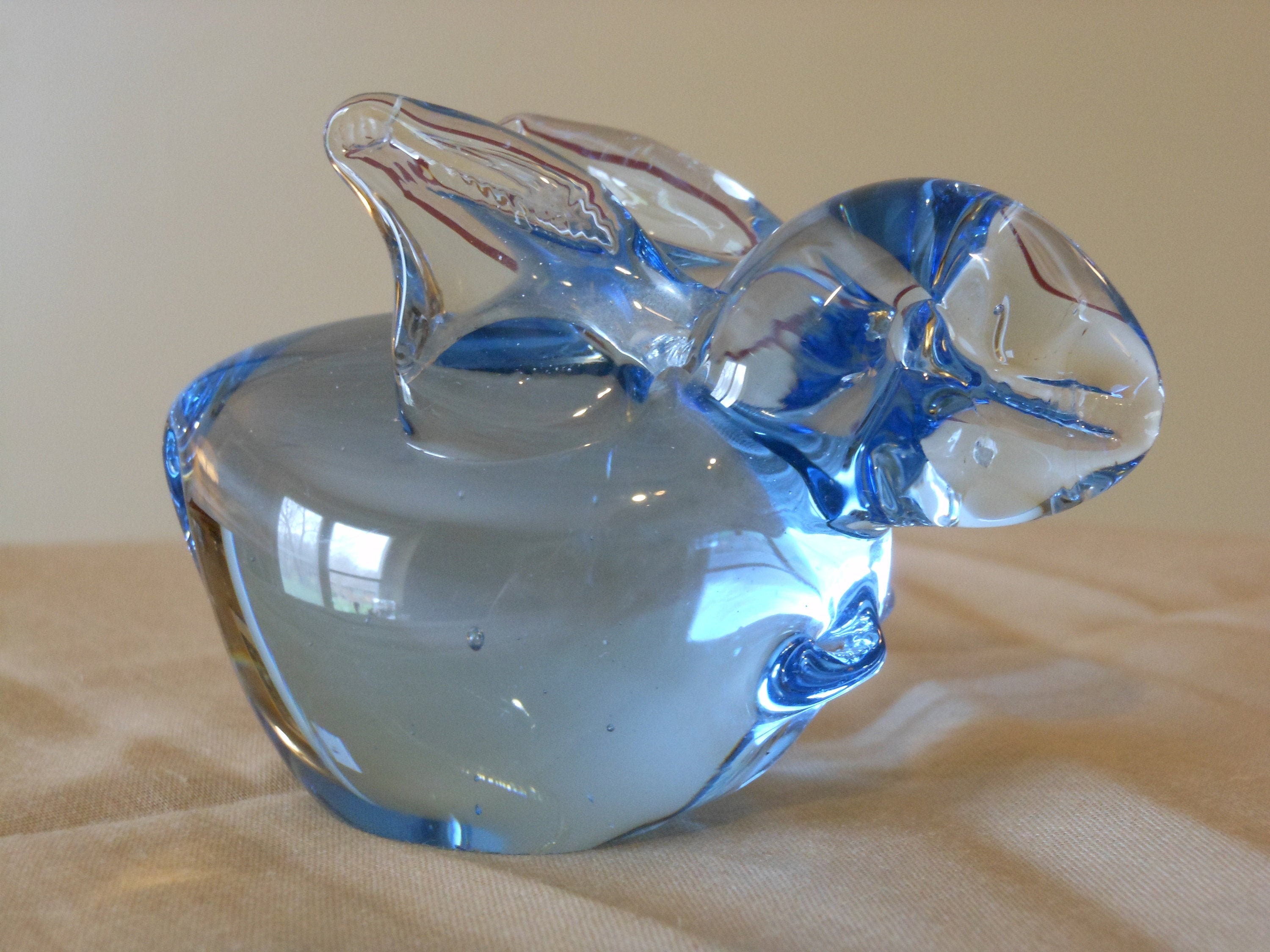 Art & Collectibles Blue Glass Bunny Figurine Vintage Blown Glass Blue ...