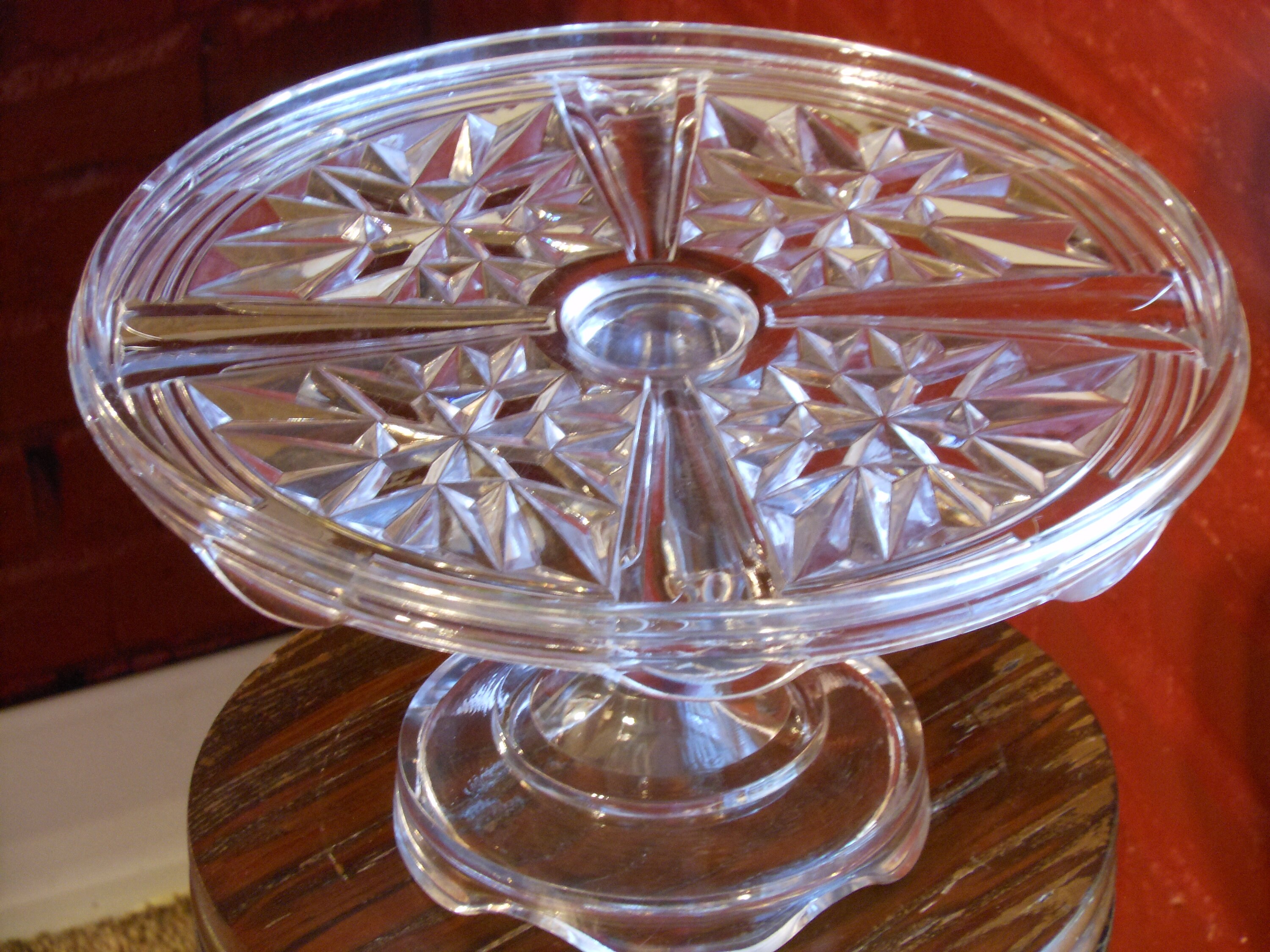Etched Glass 10 Pedestal Cake Stand